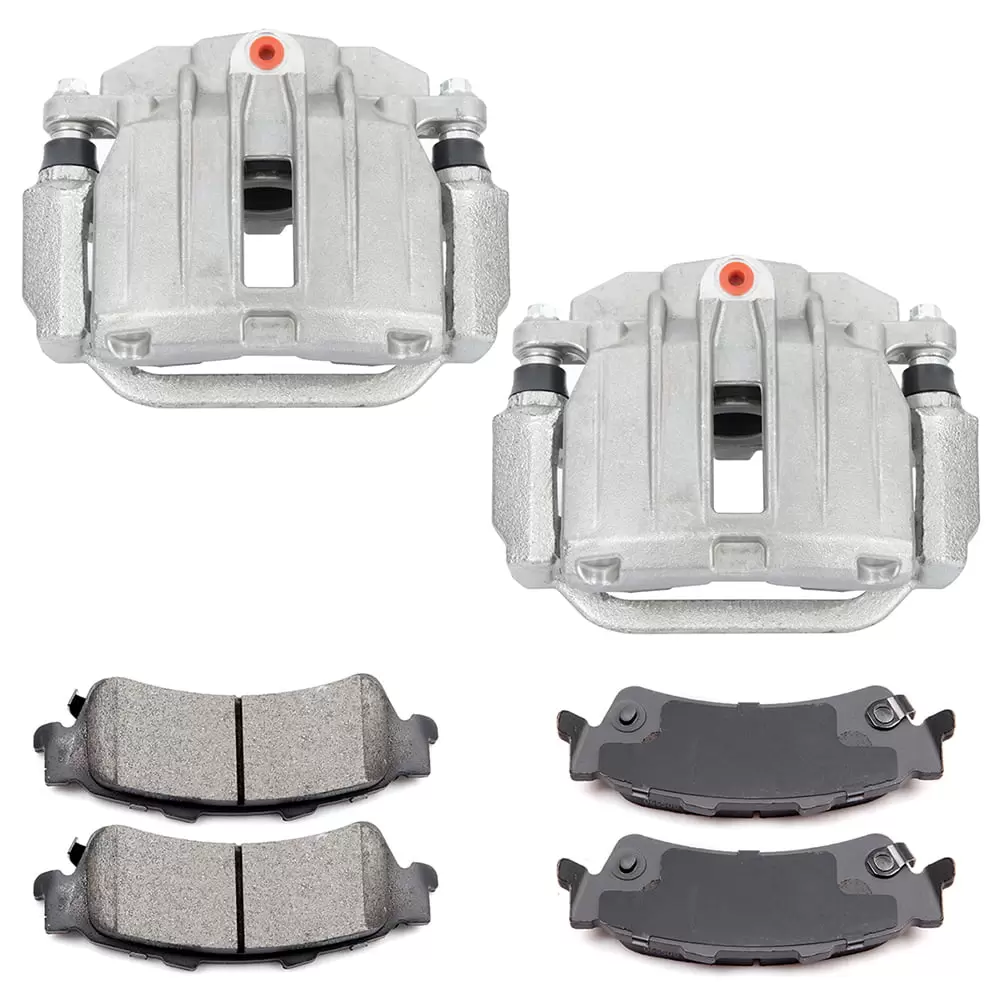 CCIYU Brake Caliper with Pads.Rear 2 Powder-Coated Caliper & 4 Quiet Low Dust Ceramic Pads fit for Cadillac for Chevy for Dodge