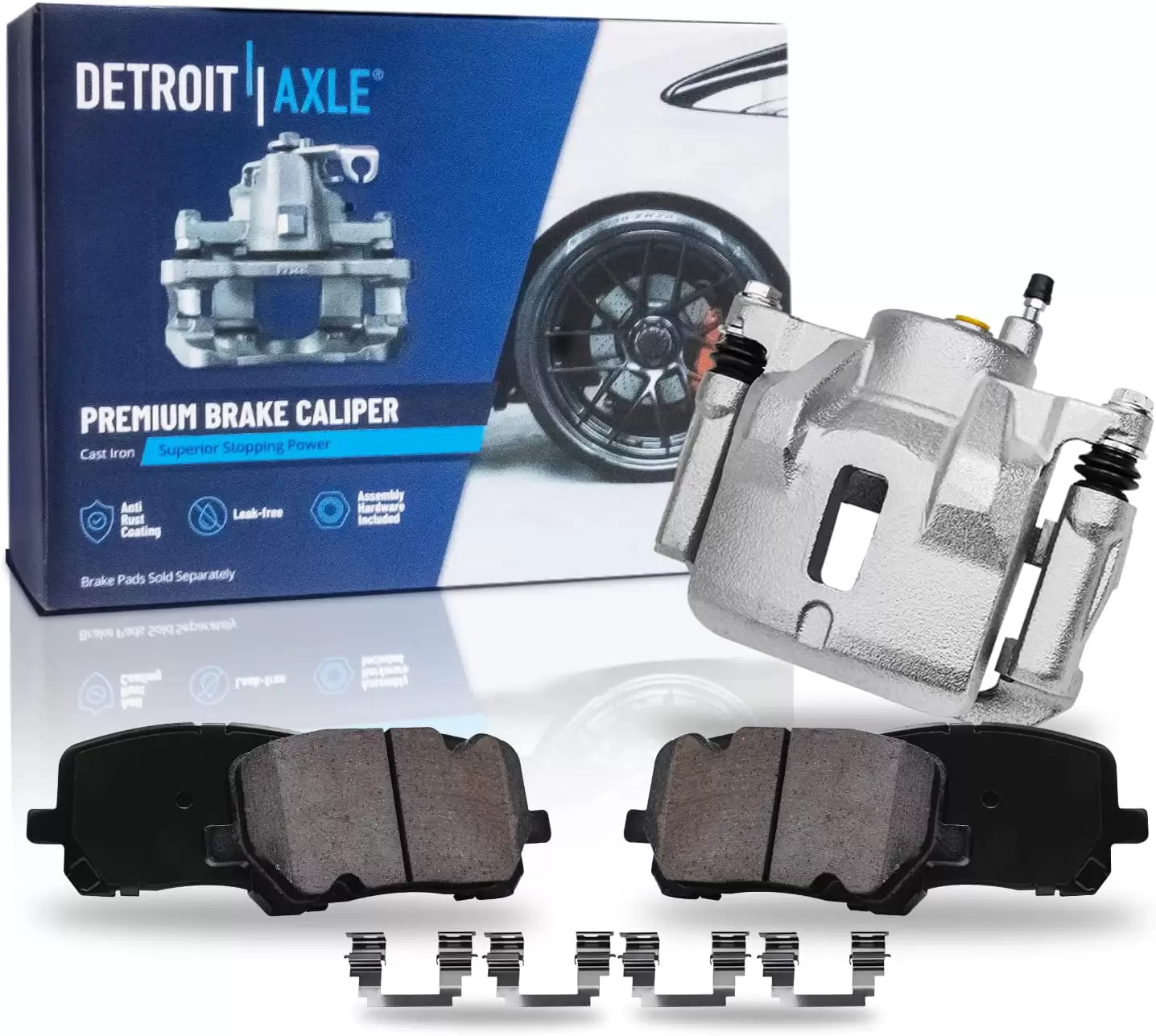 Detroit Axle - Front Left Disc Brake Caliper Ceramic Brake Pads Replacement for 2003-2008 Toyota Corolla Matrix Pontiac Vibe - 3pc Set