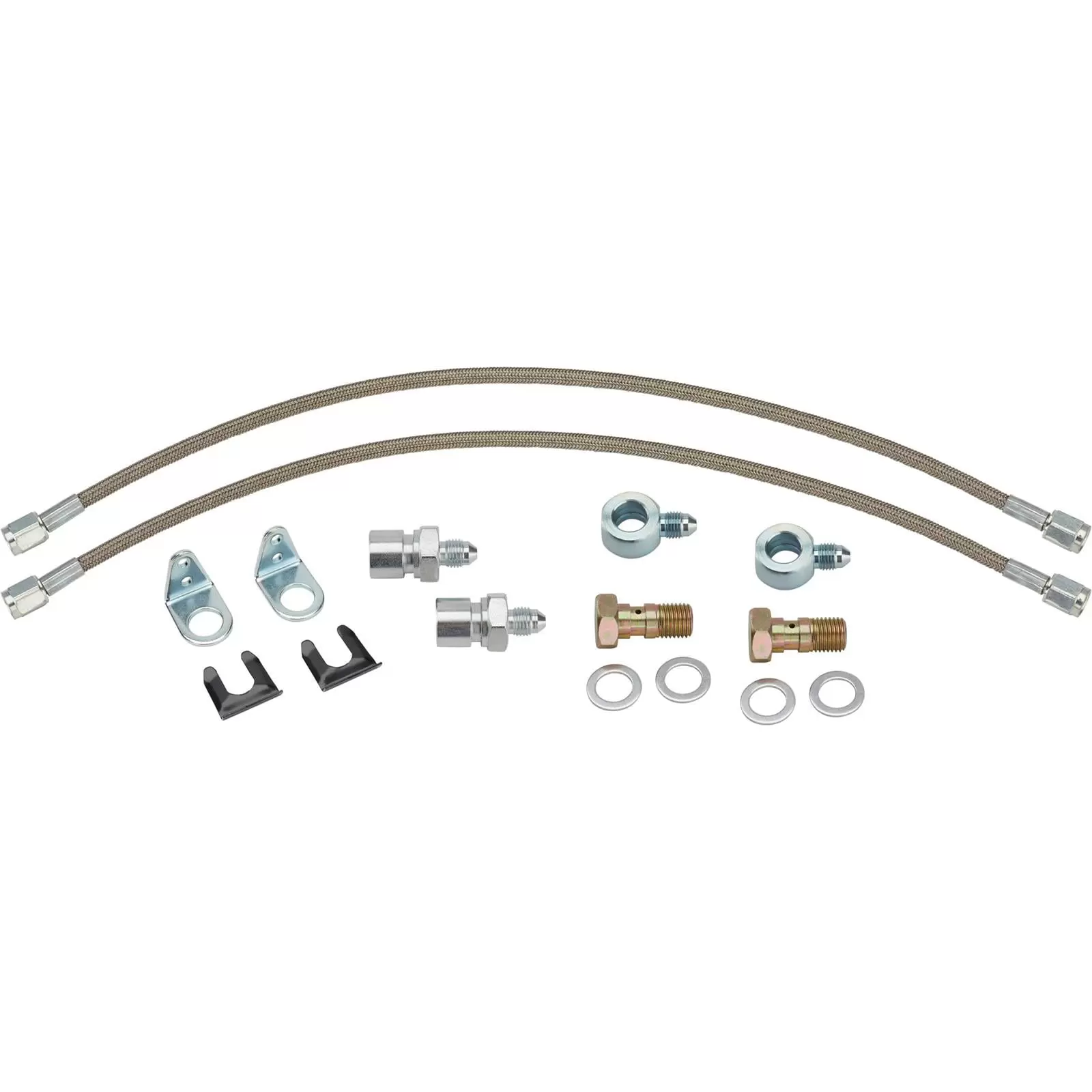 18 Inch Braided SS -3AN Brake Line Kit. 7/16 Inch x20. 3/8-24 IFF