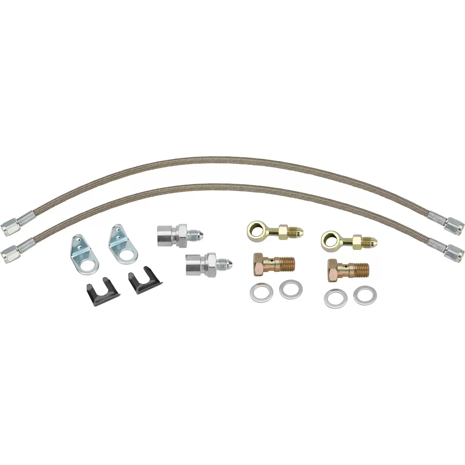 18 Inch Braided Stainless -3AN Brake Line Kit. 3/8 Inch or 10mm