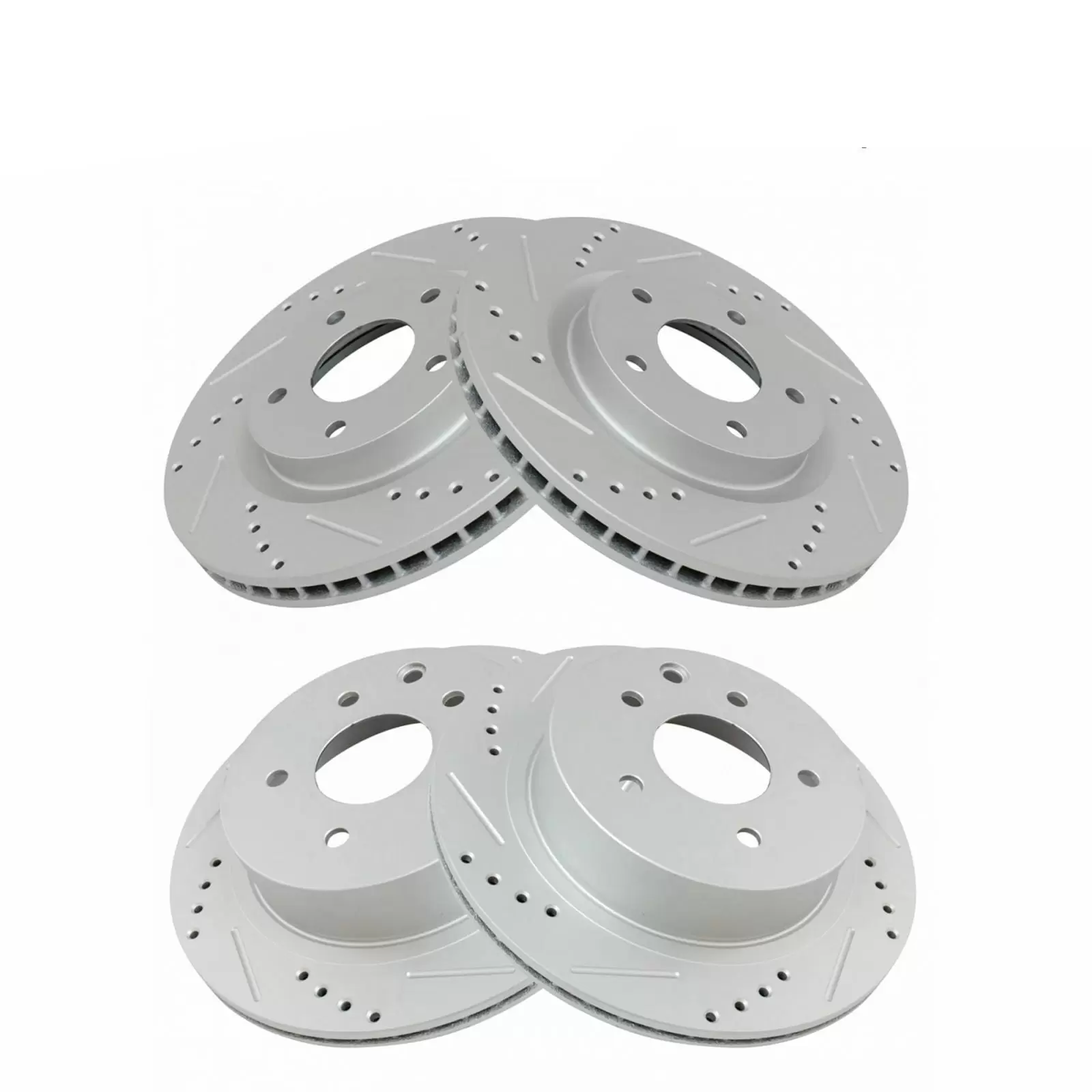 Front & Rear Performance Drilled Slotted Zinc Coated Rotor Kit For Nissan