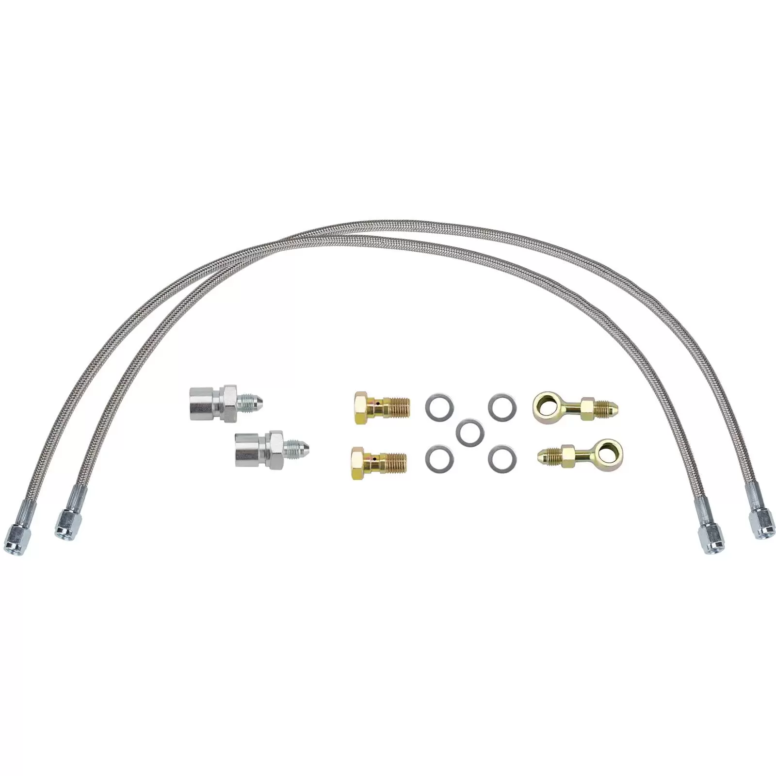 25 Inch Braided Stainless -3AN Brake Line Kit. 3/8 Inch or 10mm