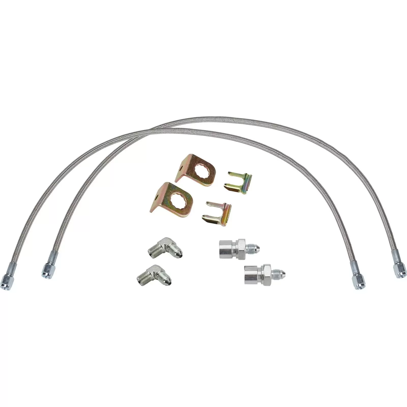 25 Inch Braided Stainless -3AN Brake Line Kit. 90 Degree 1/8 NPT