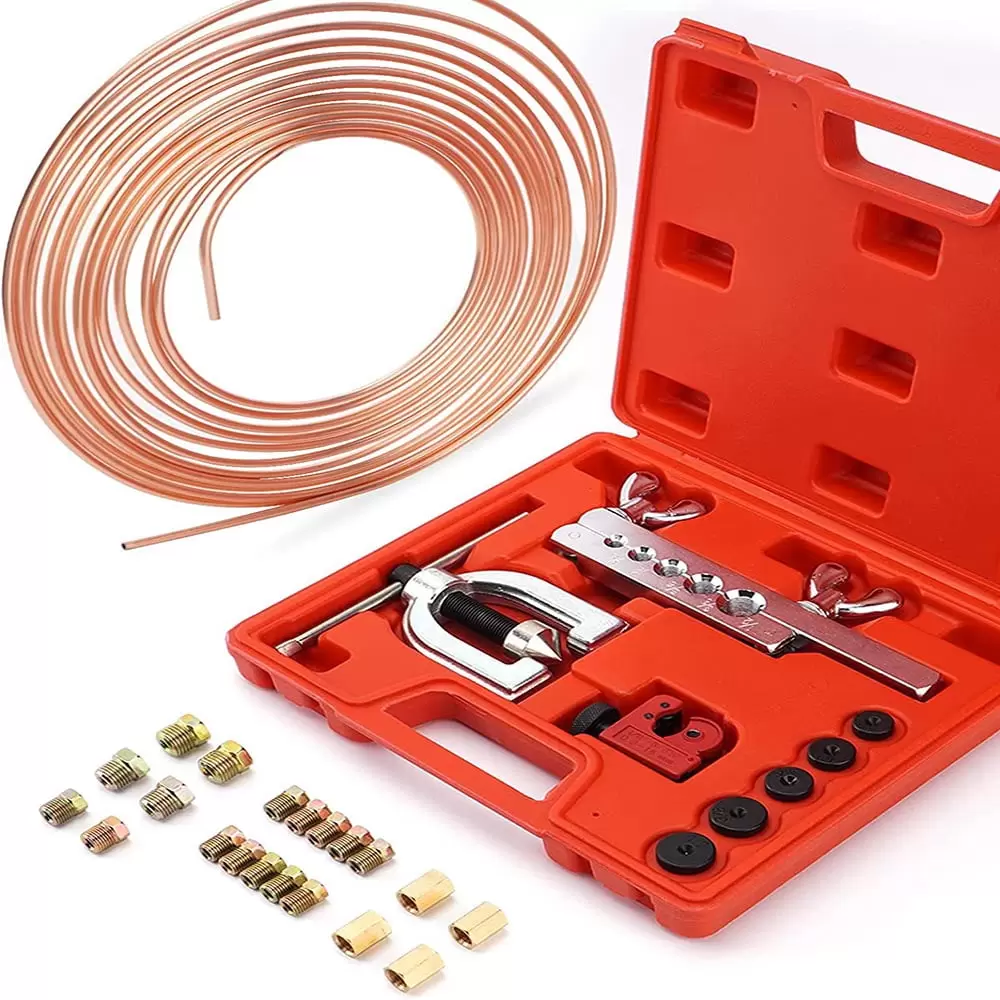 25ft of 3/16 Brake Line Kit. Copper Coated with Double & Single Flaring Tool Set