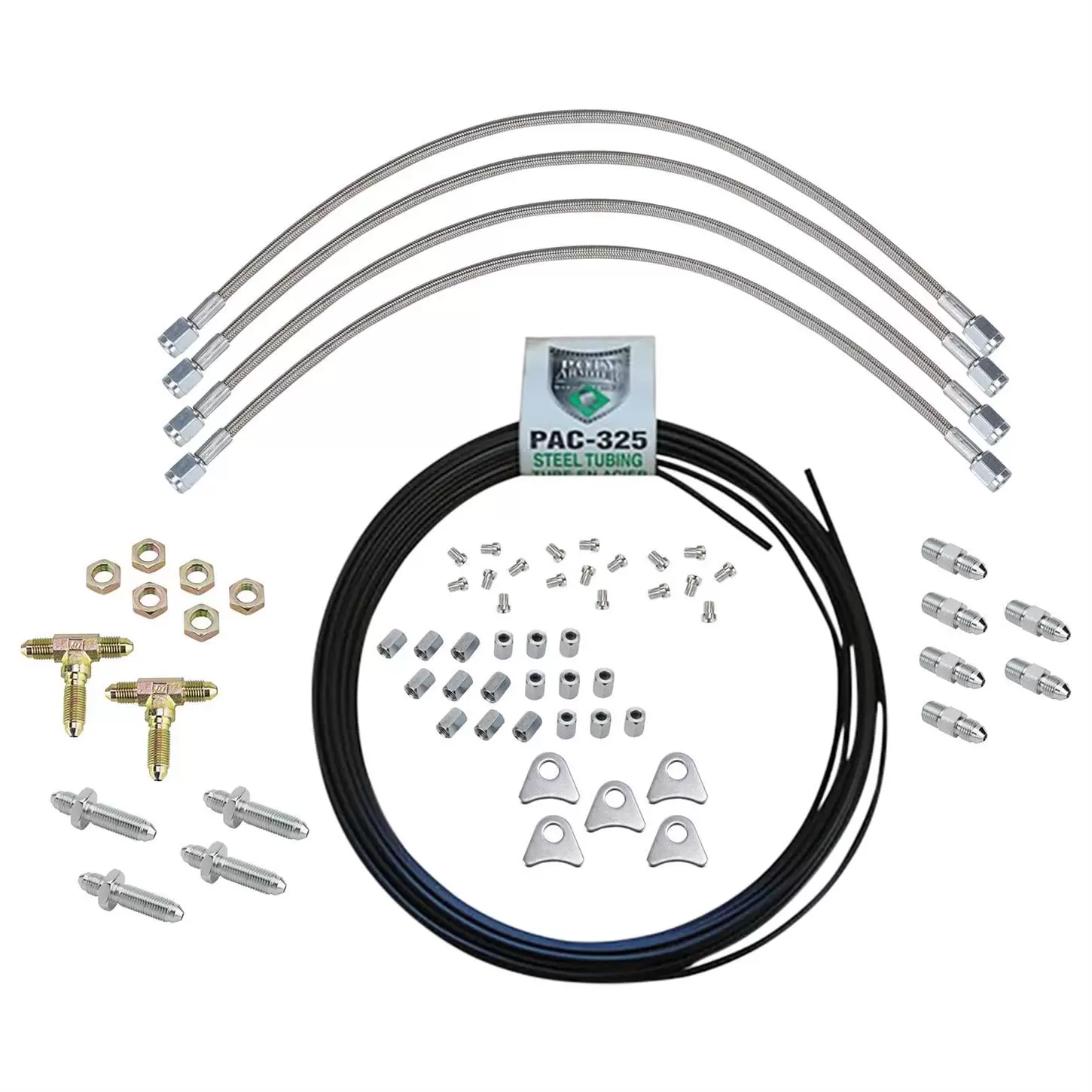 3/16 Inch PVF Coated Steel Brake Line Kit. -3 AN Fittings