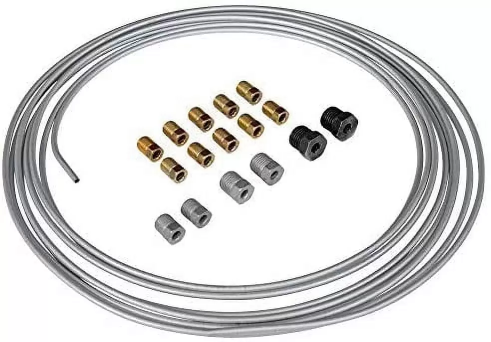 4LifetimeLines - 1/4 x 25' Galvanized Steel Tube Brake Line Kit | 16 Fittings. LTGC425KIT