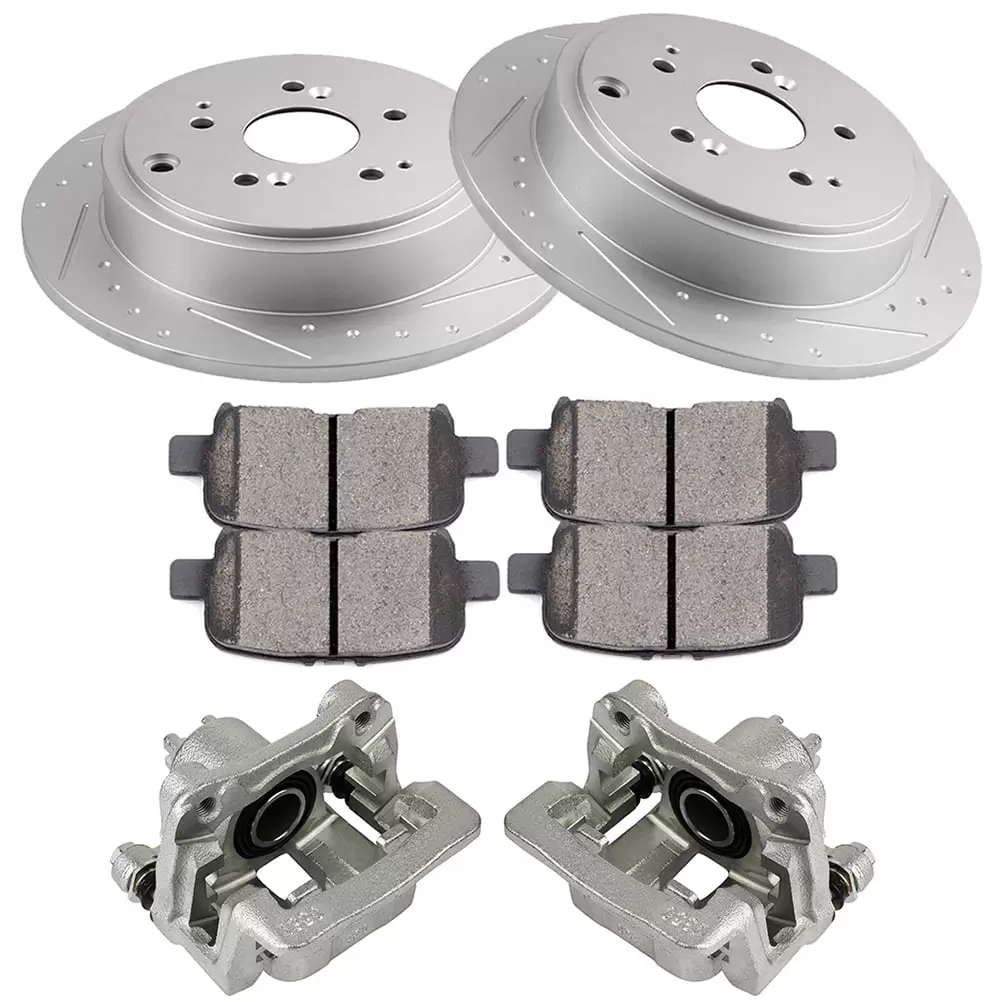 ECCPP Rear Brake Caliper Assembly + Brake Rotor + Cefor Ramic Brake Pad fit for 2001-2006 for Acura MDX.2003-2008 for Honda Pilot