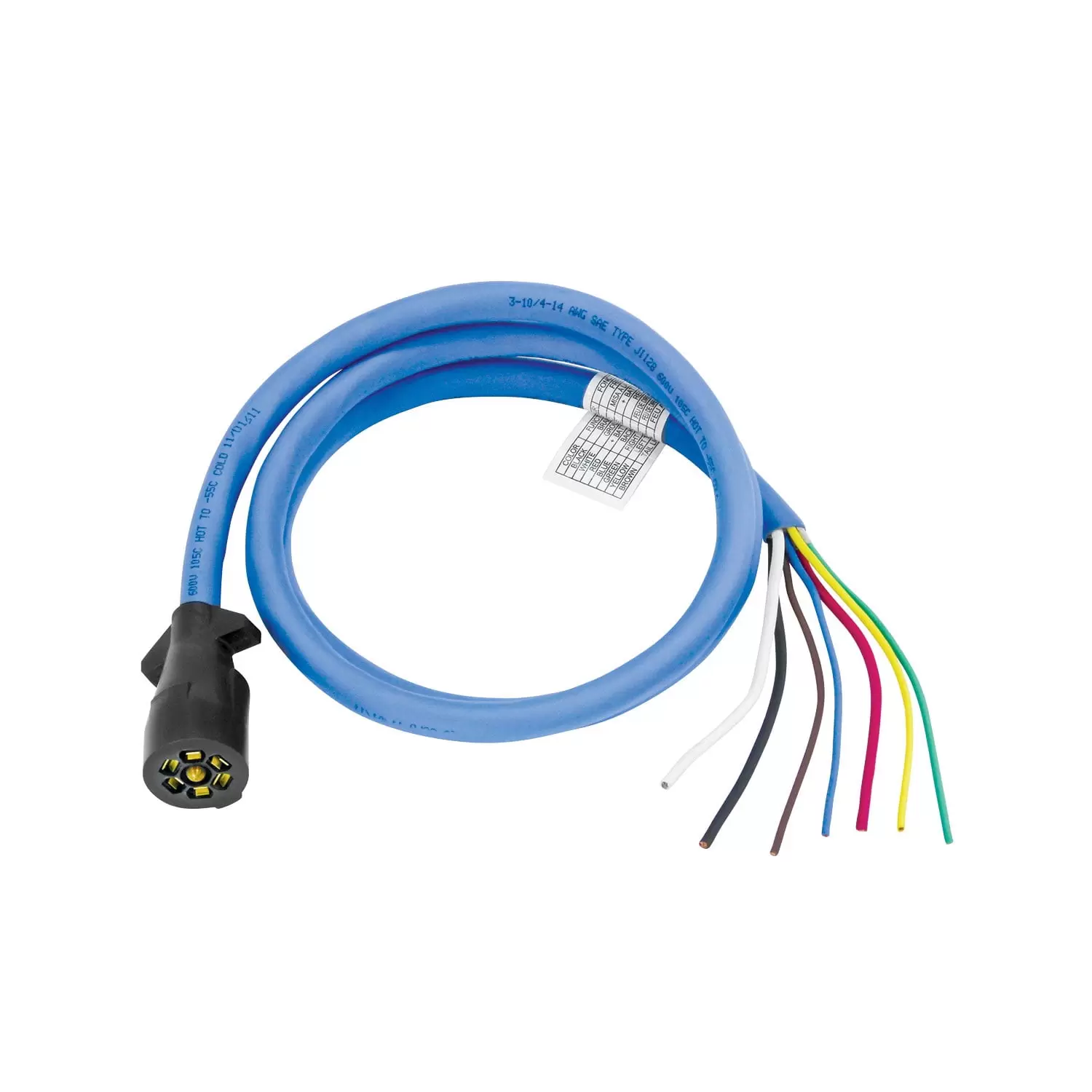 7Way Trailer Connector with 8' Insulated Blue Cable Replacement Auto Part. Easy to Install