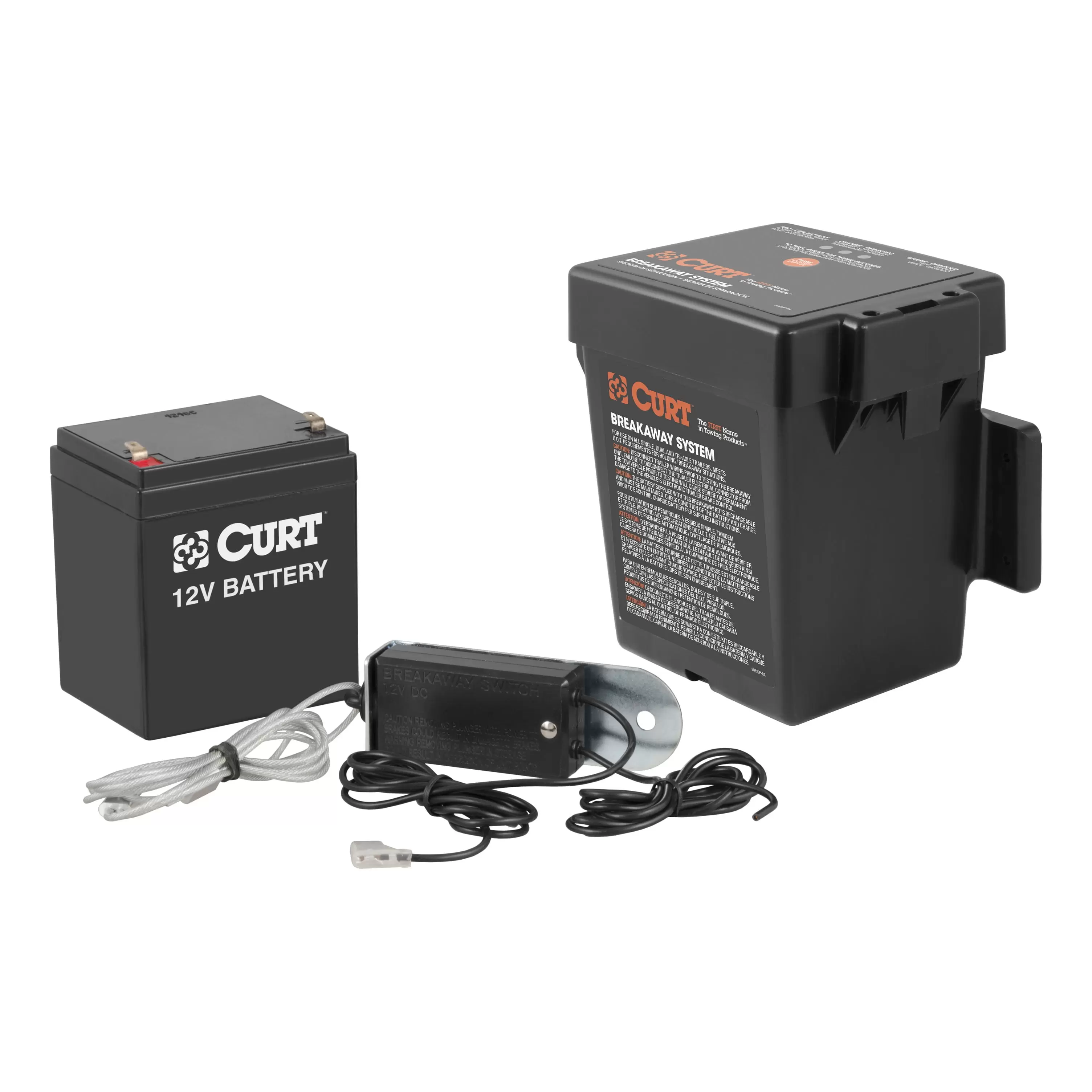 CURT 52044 Push-to-Test Trailer Breakaway Switch Kit System with Battery