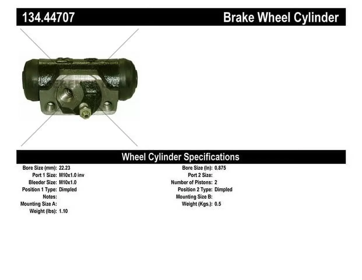 Centric Parts 134.44707 Drum Brake Wheel Cylinder Fits select: 1985-1993 TOYOTA PICKUP