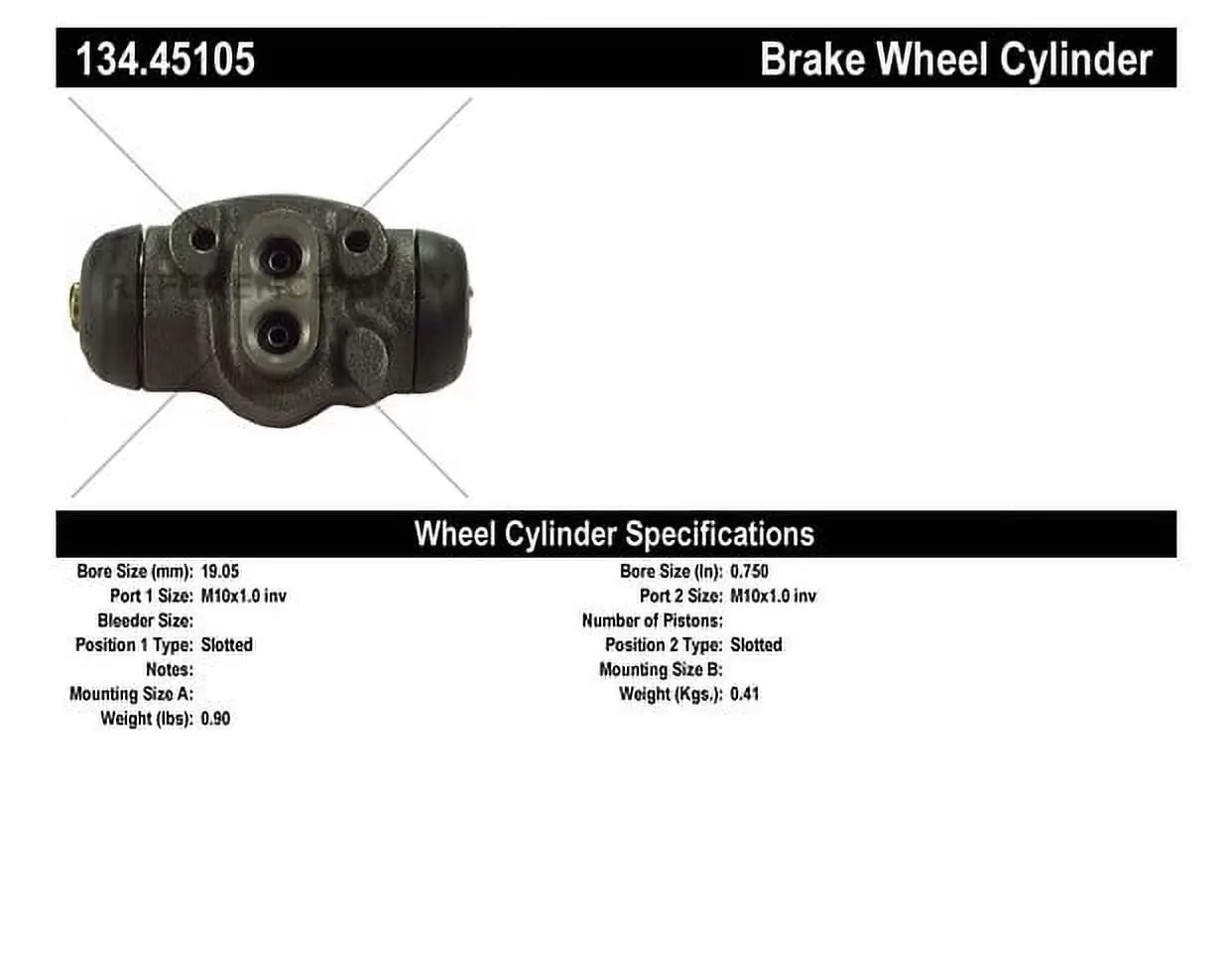 Centric Parts Drum Brake Wheel Cylinder P/N:134.45105 Fits select: 1981-1985 MAZDA RX7