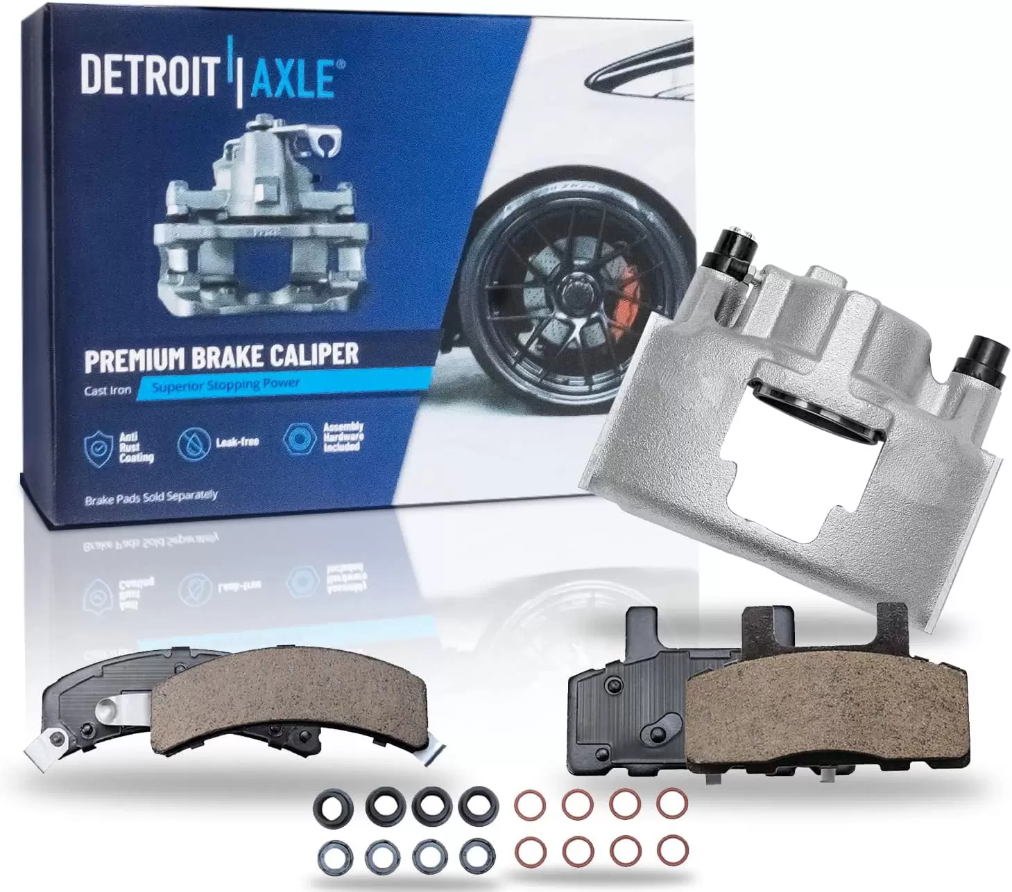 Detroit Axle - Front Left Brake Caliper Brake Pads Replacement for Express Savana 1500 2500 Tahoe Astro Yukon Safari Escalade - 3pc Set Fits select: 1994-1999 DODGE RAM 1500