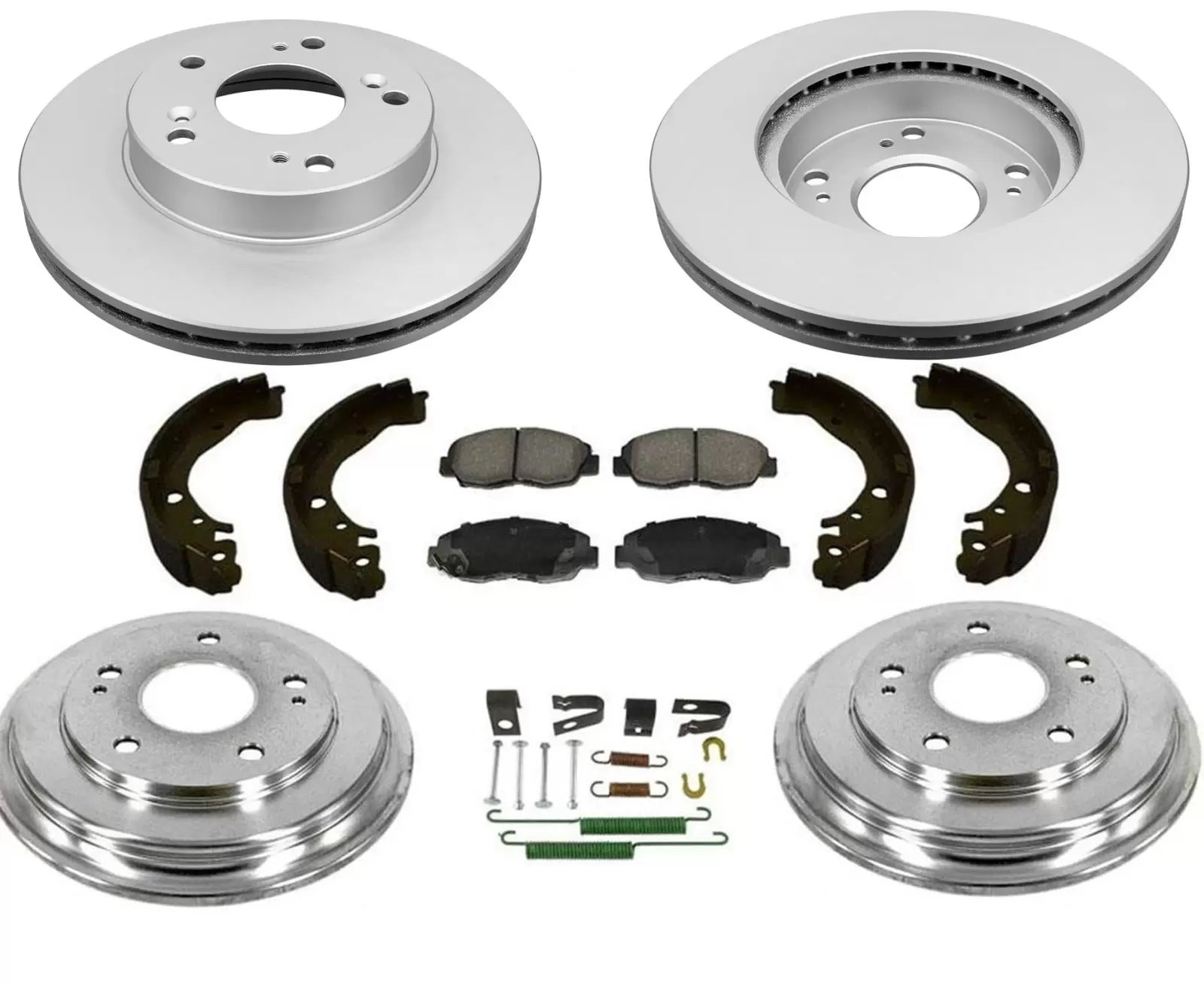 Fits 06-11 Civic DX LX Rotors Ceramic Pads Drum & Brake Shoes + Combi Kit 7Pc