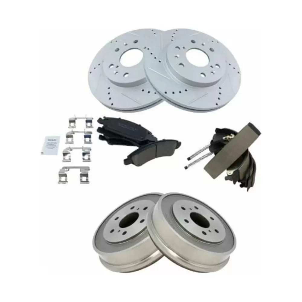 For Chevy GMC Ceramic Brake Pad Performance Rotor Rear Drum & Shoe Kit