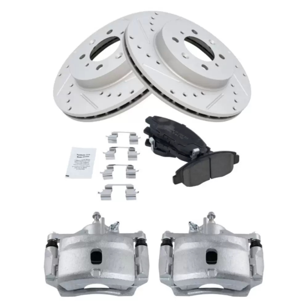 For Honda Front Ceramic Pads Drilled Slotted Zinc Coated Rotors & Calipers Kit Fits select: 2001.2004-2005 HONDA CIVIC LX