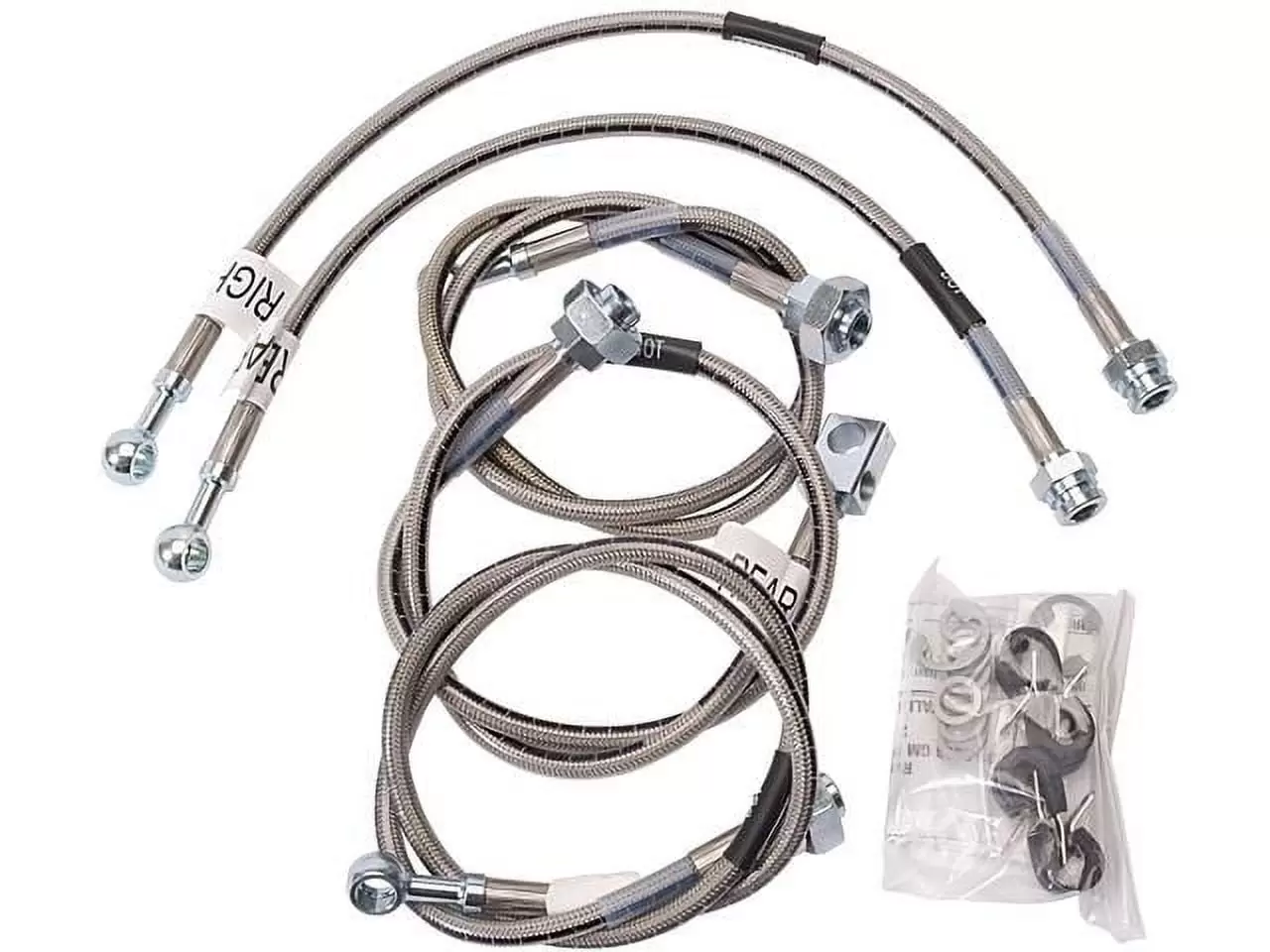 Front and Rear Brake Hydraulic Hose Kit - Compatible with 2001 - 2003. 2005 - 2006 Chevy Silverado 1500 HD 2002