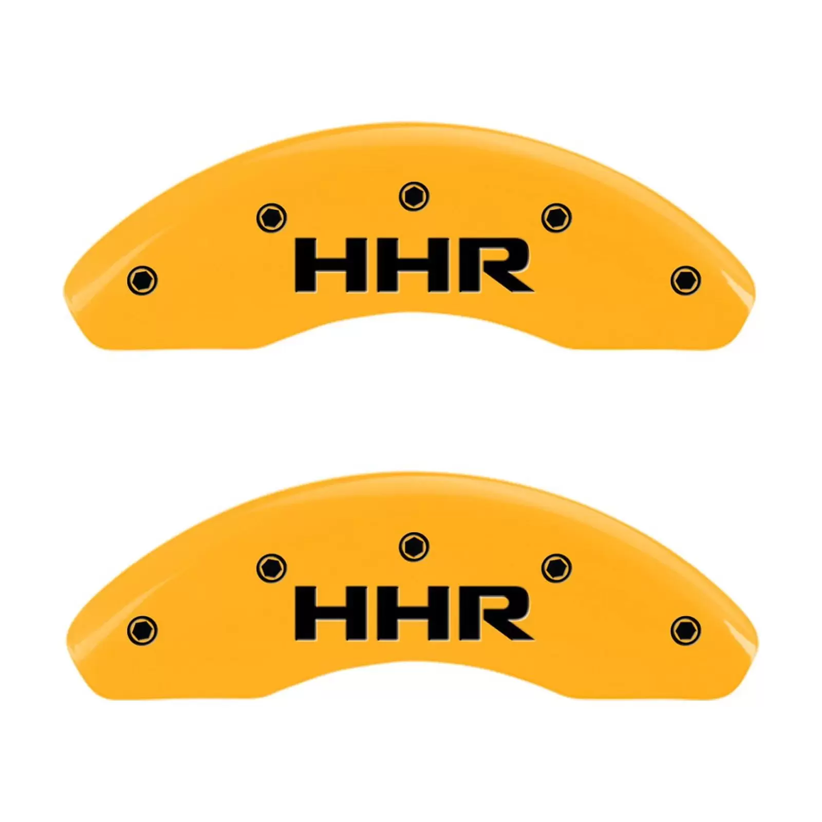 Front set 2 caliper covers. Engraved Front and Rear: HHR . Yellow powder coat finish. black characters Fits select: 2006-2007 CHEVROLET HHR LT. 2008 CHEVROLET HHR LS