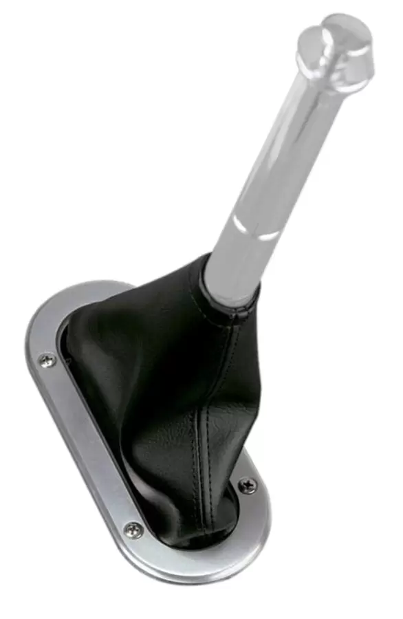 Lokar 70-BHBT Parking Brake Boot - Trans Mount - Oval Boot - Brushed Aluminum - Ring - Vinyl - Black