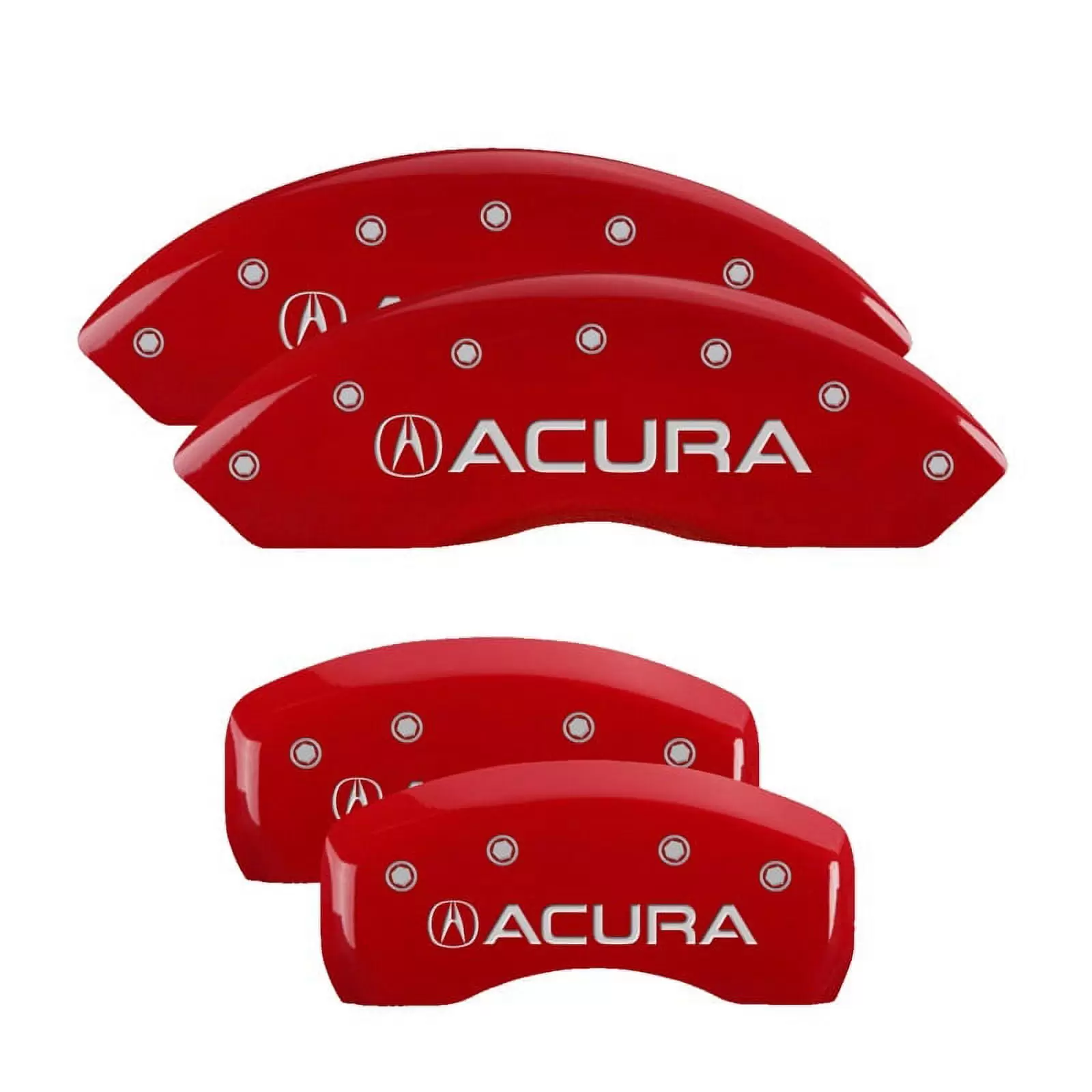 MGP 4 Caliper Covers Engraved Front & Rear Acura Red finish silver ch Fits select: 2006 ACURA 3.2TL. 2004-2005 ACURA TL