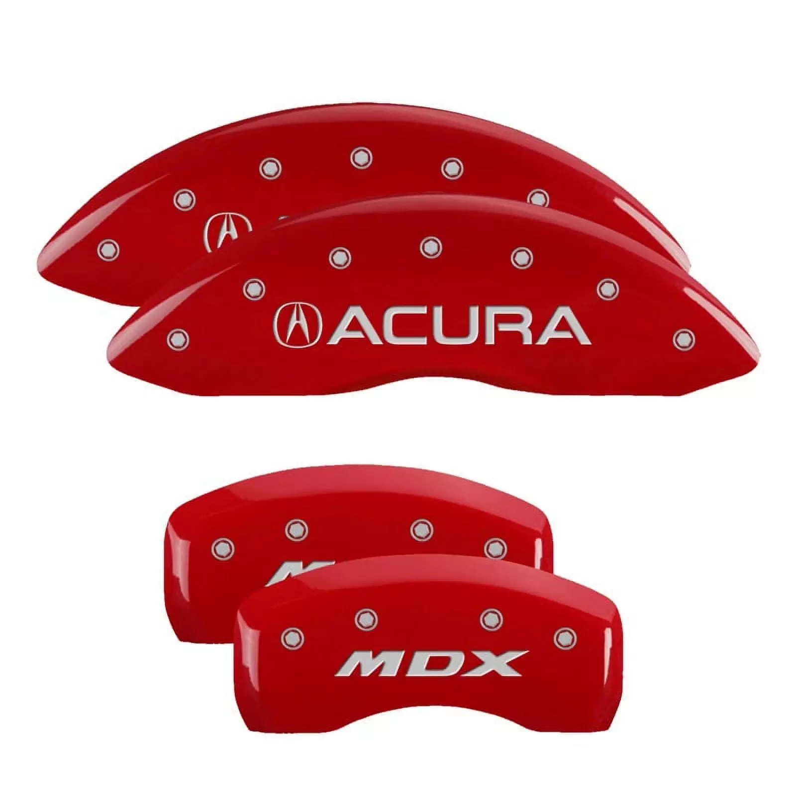 MGP 4 Caliper Covers Engraved Front & Rear Acura Red finish silver ch Fits select: 2009-2013 ACURA TL. 2014 ACURA TL SE