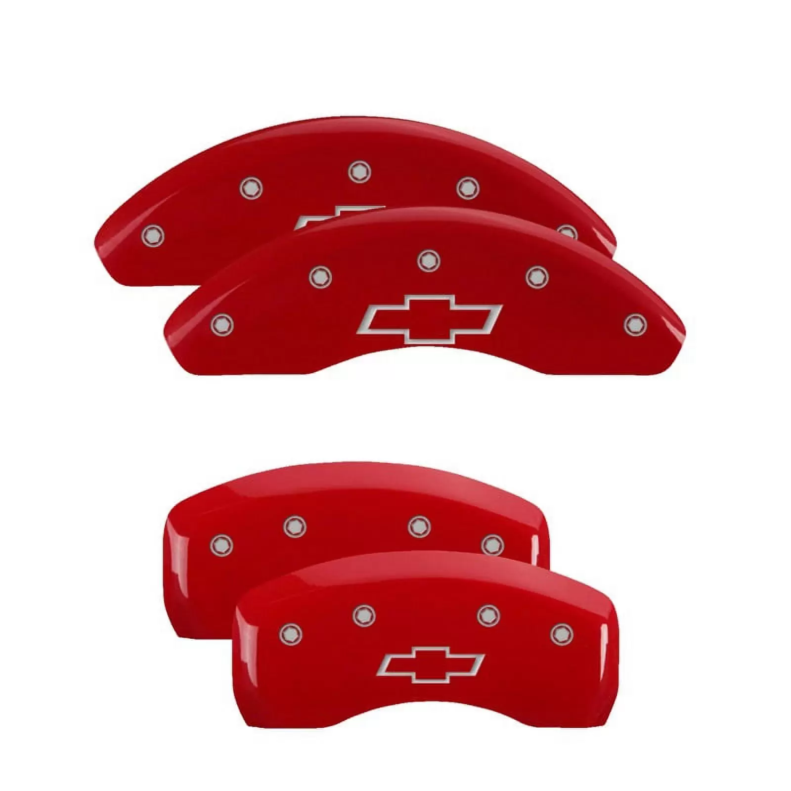 MGP 4 Caliper Covers Engraved Front & Rear Bowtie Red finish silver ch Fits select: 2015 CHEVROLET MALIBU 1LT. 2013-2014 CHEVROLET MALIBU 2LT