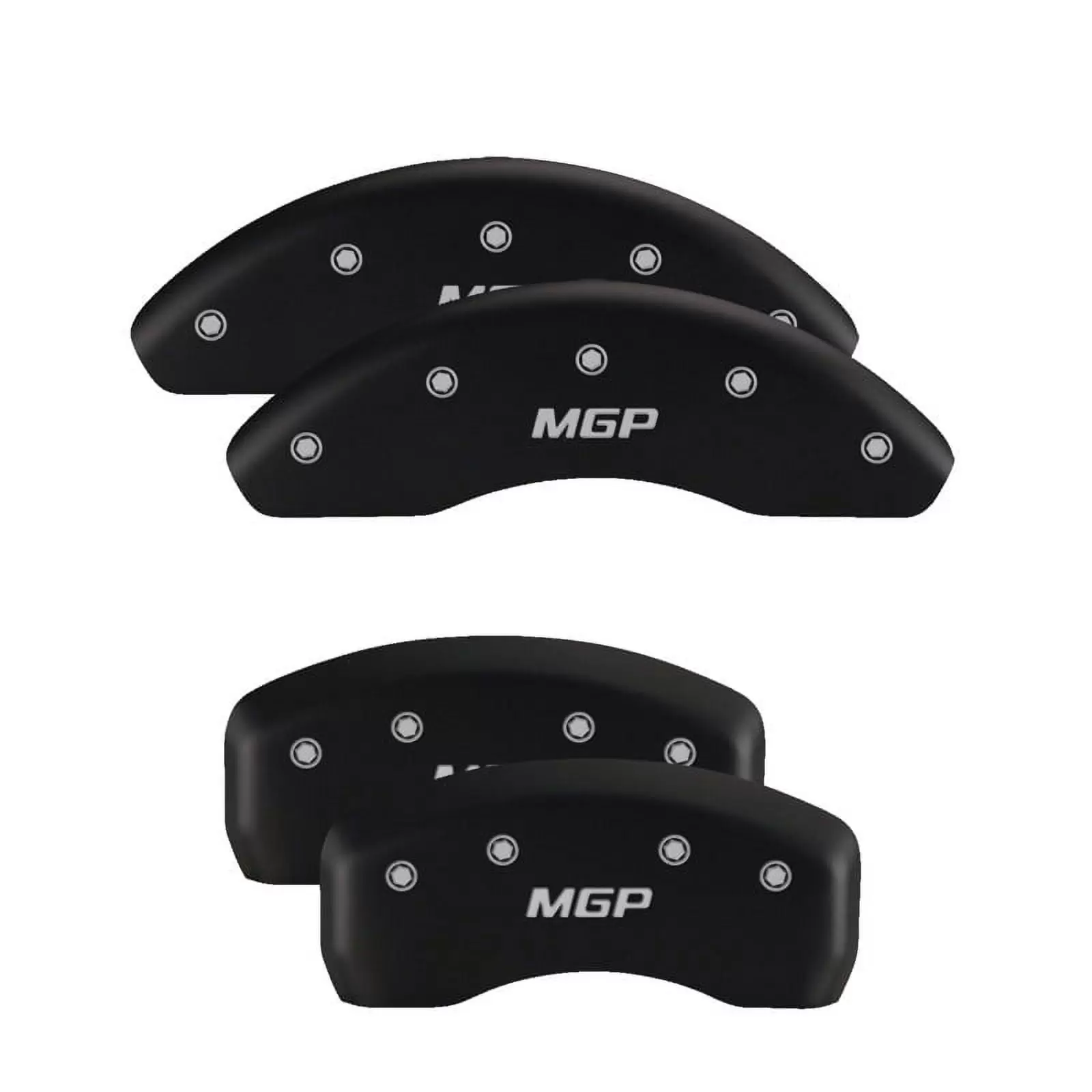 MGP 4 Caliper Covers Engraved Front & Rear MGP Matte Black finish silver ch