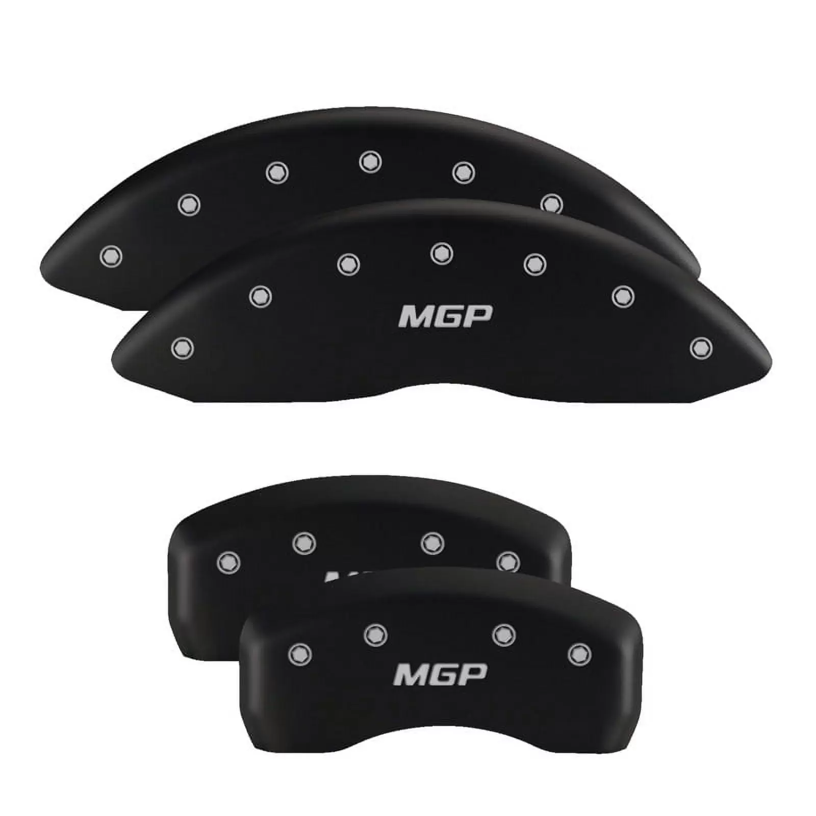 MGP 4 Caliper Covers Engraved Front & Rear MGP Matte Black finish silver ch