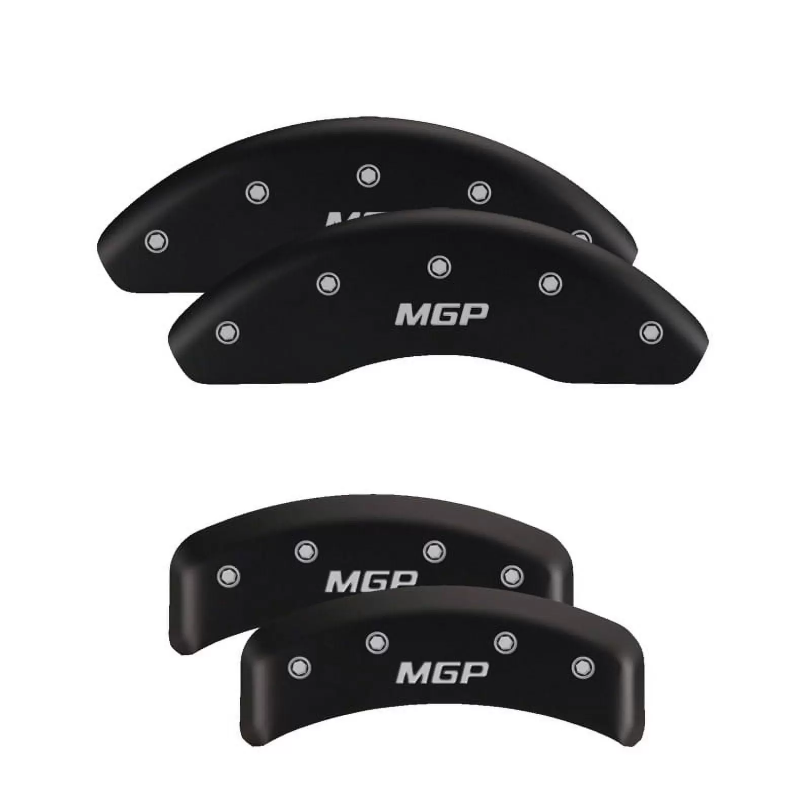 MGP 4 Caliper Covers Engraved Front & Rear MGP Matte Black finish silver ch