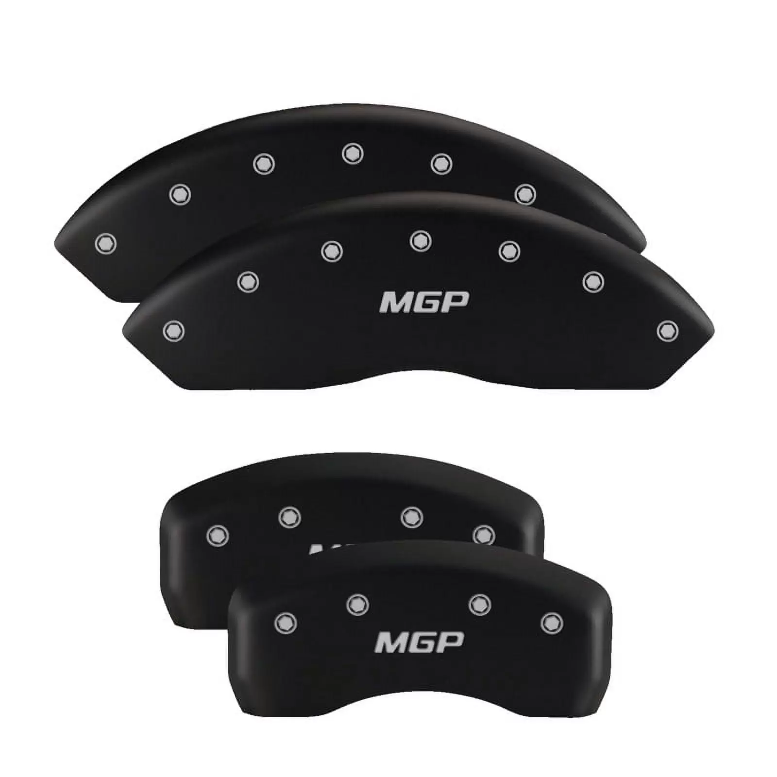 MGP 4 Caliper Covers Engraved Front & Rear MGP Matte Black finish silver ch