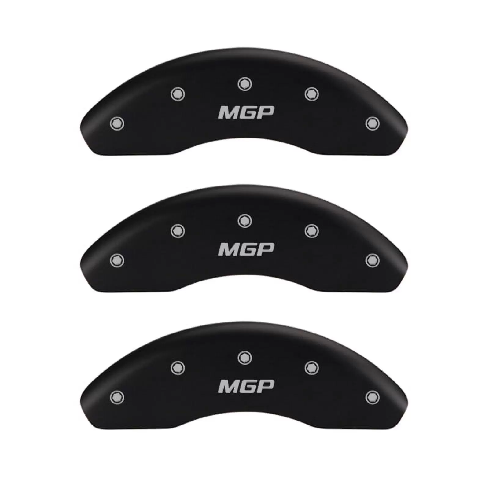 MGP 4 Caliper Covers Engraved Front & Rear MGP Matte Black finish silver ch