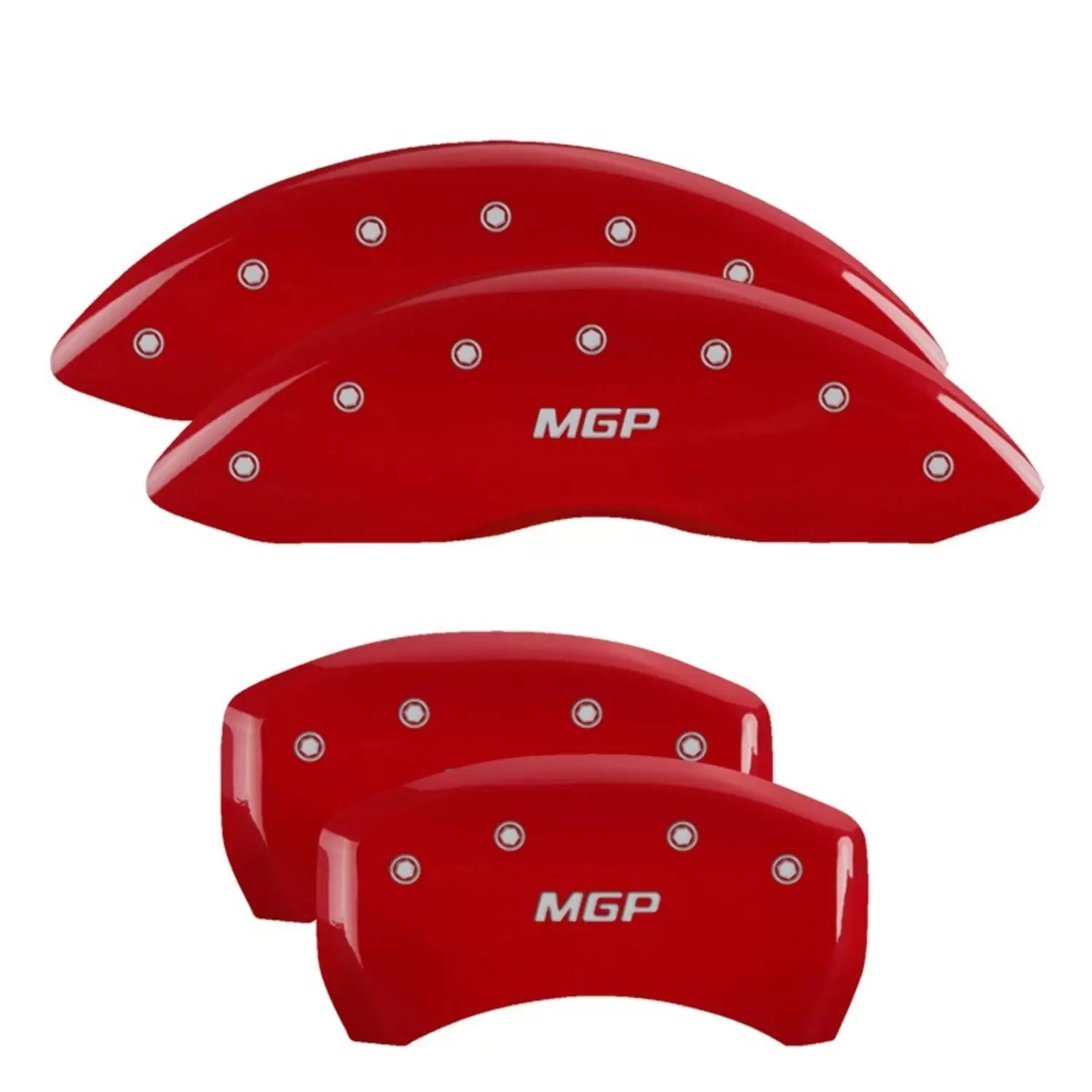 MGP 4 Caliper Covers Engraved Front Rear MGP Red Finish Silver Characters 2018 Kia Stinger