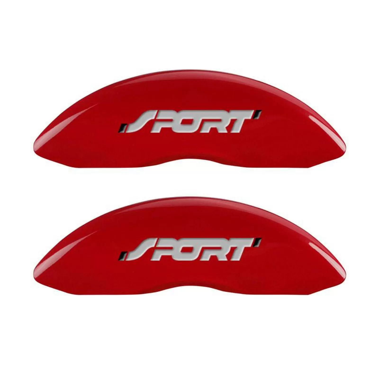 MGP 4 Caliper Covers Engraved Front & Rear No bolts/Sport Red finish silver ch Fits select: 2011-2019 FORD EXPLORER XLT