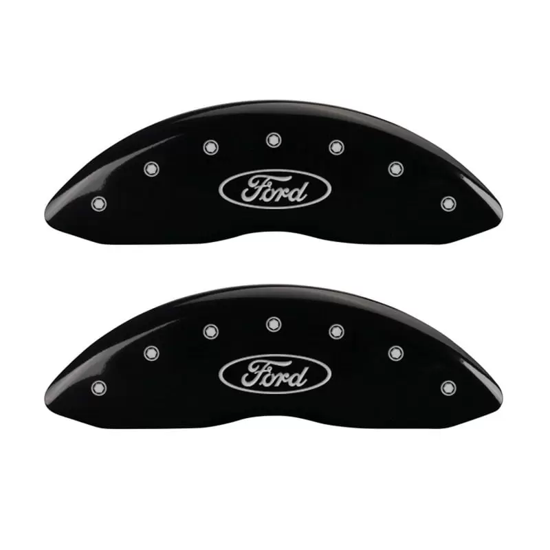 MGP 4 Caliper Covers Engraved Front & Rear Oval logo/Ford Black finish silver ch Fits select: 2011-2019 FORD EXPLORER XLT