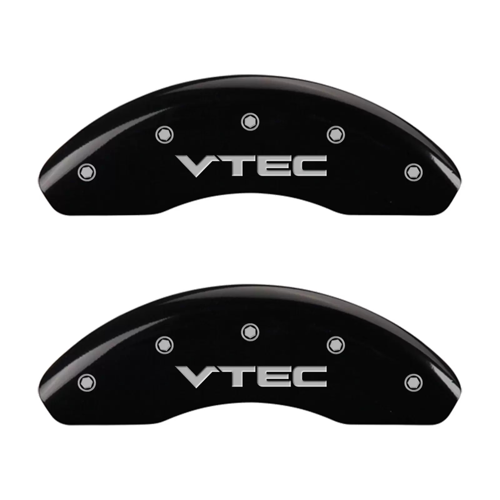 MGP 4 Caliper Covers Engraved Front & Rear Vtech Black finish silver ch