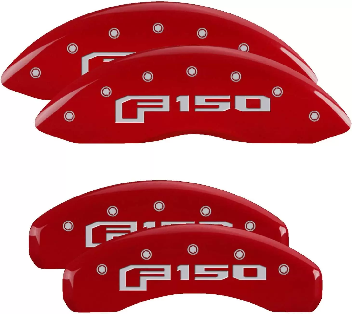 MGP Caliper Covers 10219SF16RD Red Brake Covers for Ford F-150 2012-2020 (Mechanical Parking Brake) Engraved with F-150 (Front/Rear Covers; Set of 4)