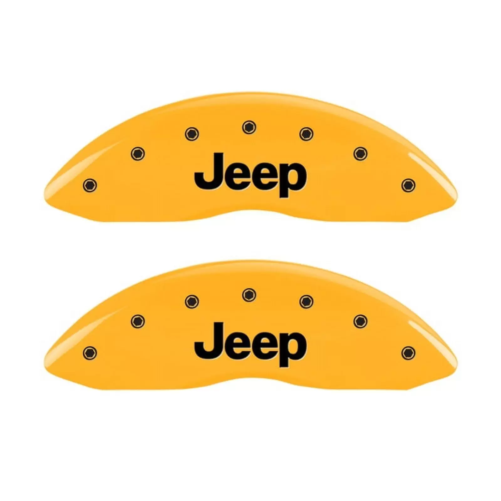 MGP Front set 2 Caliper Covers Engraved Front JEEP Yellow finish black ch Fits select: 2016-2019 JEEP COMPASS LATITUDE. 2014-2016 JEEP PATRIOT SPORT