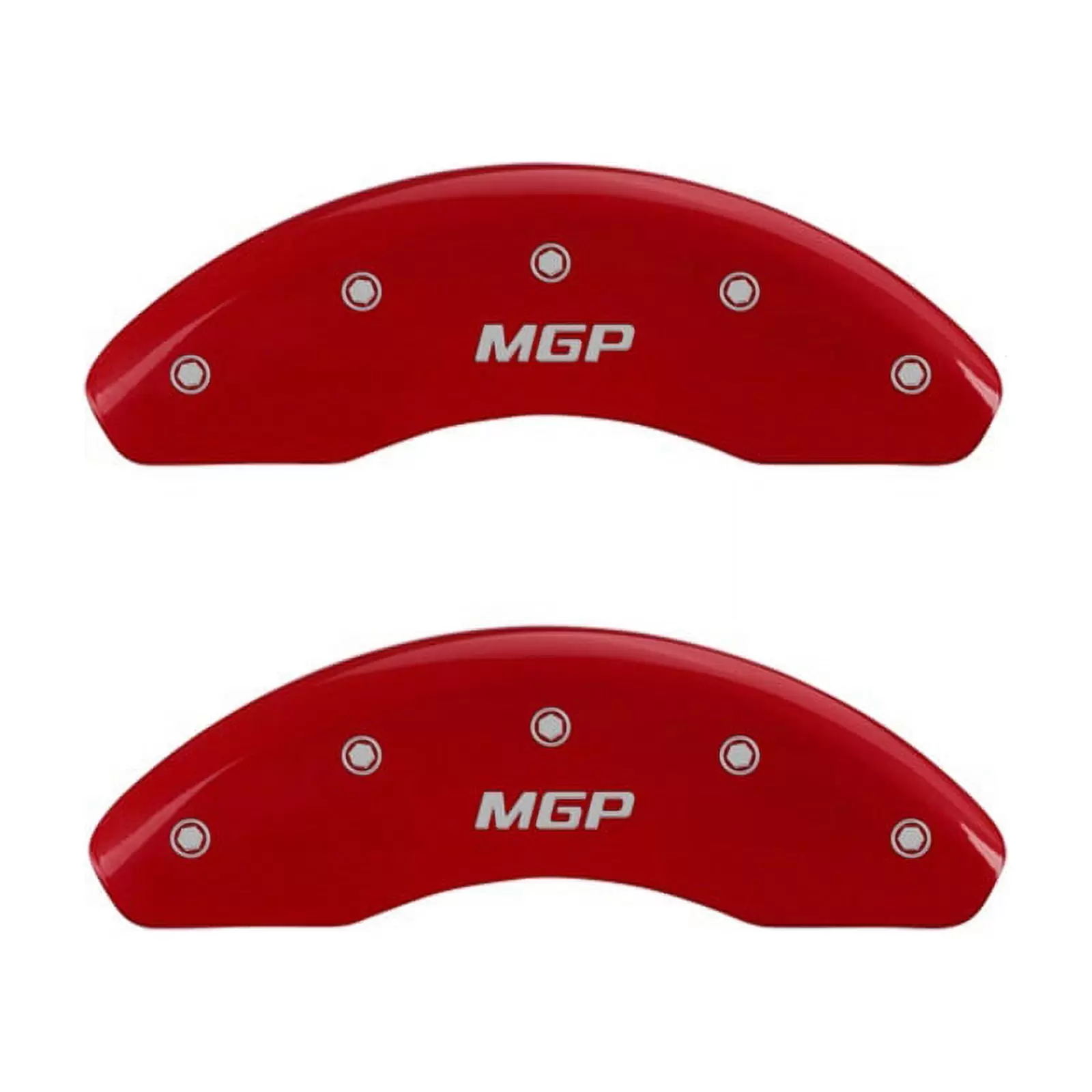 MGP Front set 2 Caliper Covers Engraved Front MGP Red finish silver ch Fits select: 2012-2018 FORD FOCUS SE