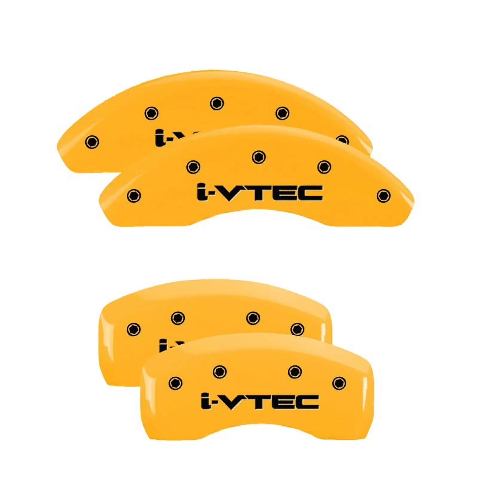 MGP Front set 2 Caliper Covers Engraved Front i-Vtec Yellow finish black ch Fits select: 2012-2015 HONDA CIVIC LX