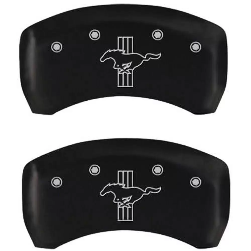 MGP Rear set 2 Caliper Covers Engraved Rear 2015/Bar & Pony Matte Black finish silver ch