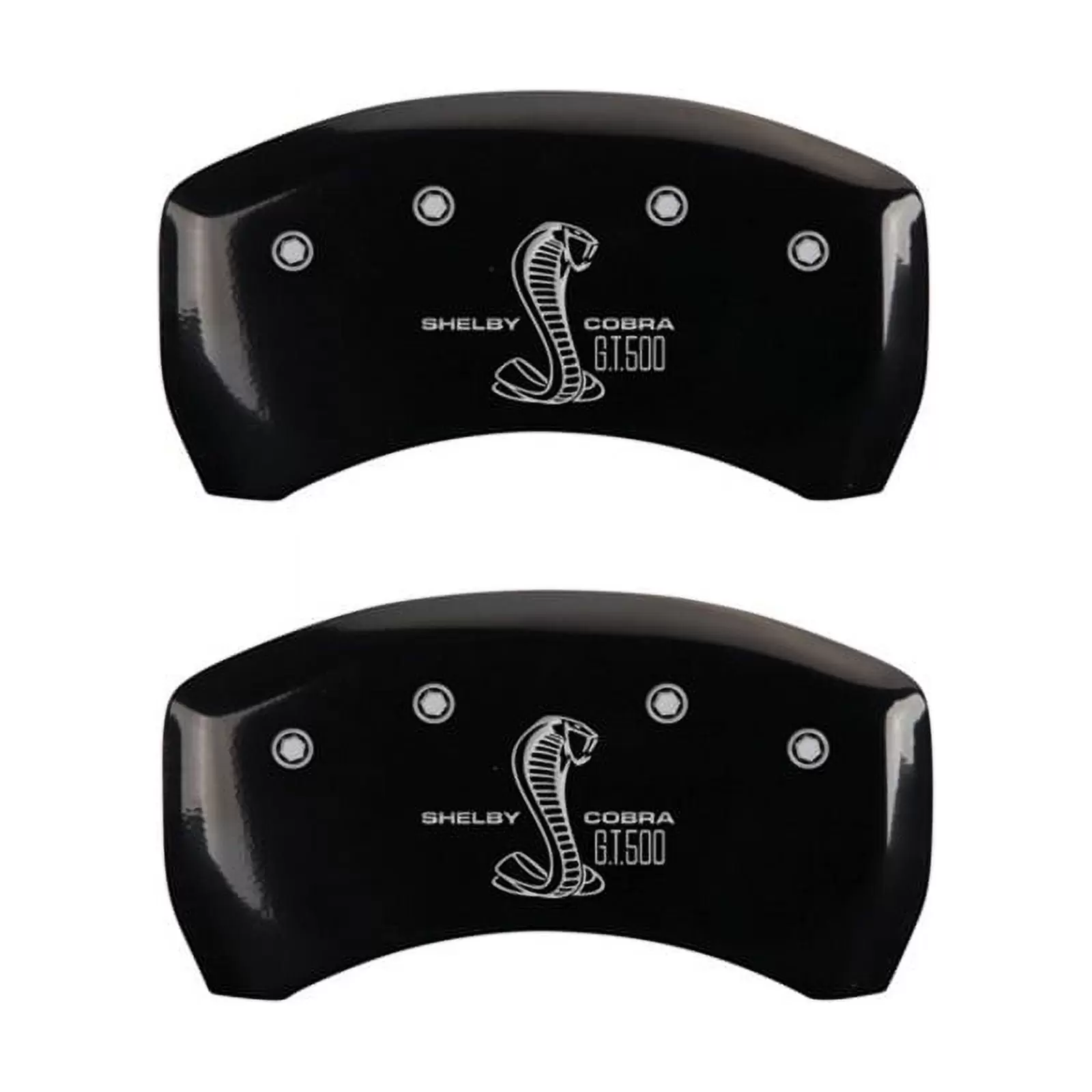 MGP Rear set 2 Caliper Covers Engraved Rear GT500 Shelby & Cobra Black finish silver ch Fits select: 2005-2014 FORD MUSTANG GT