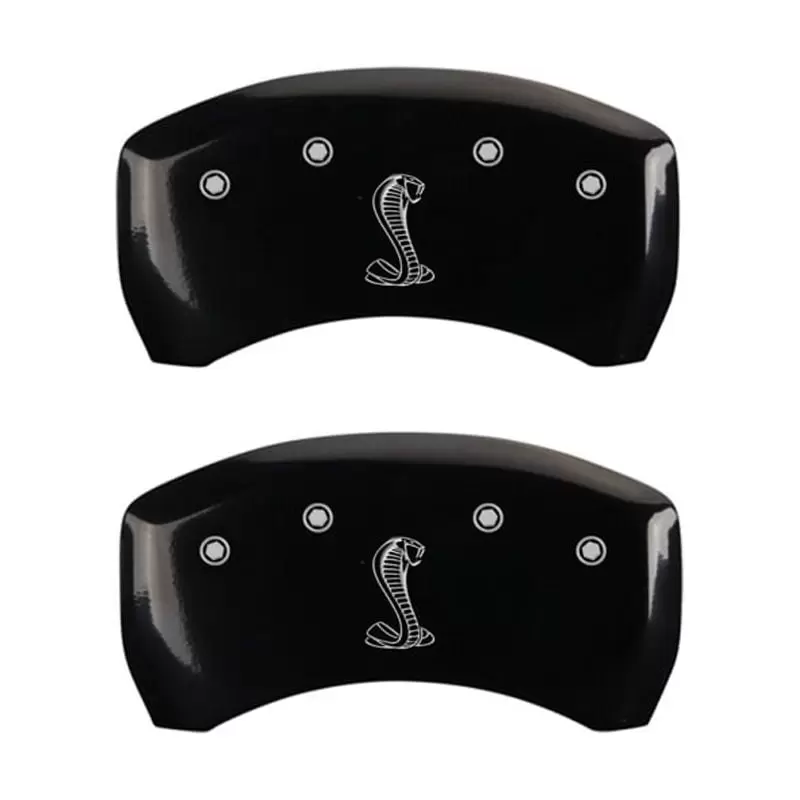 MGP Rear set 2 Caliper Covers Engraved Rear Snake Black finish silver ch Fits select: 2005-2014 FORD MUSTANG GT