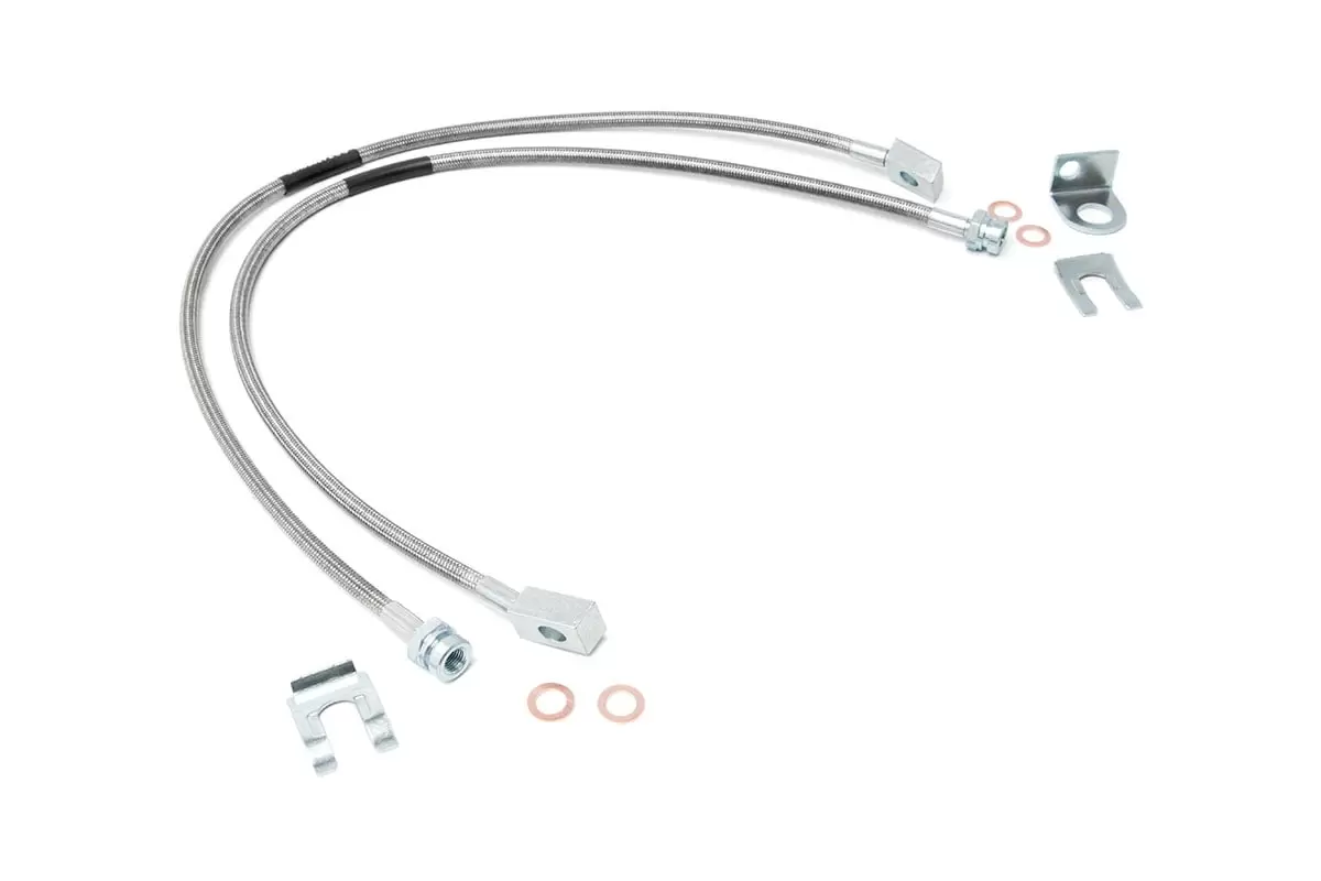 Rough Country Front Stainless Brake Lines for 87-06 Jeep TJ/YJ/XJ