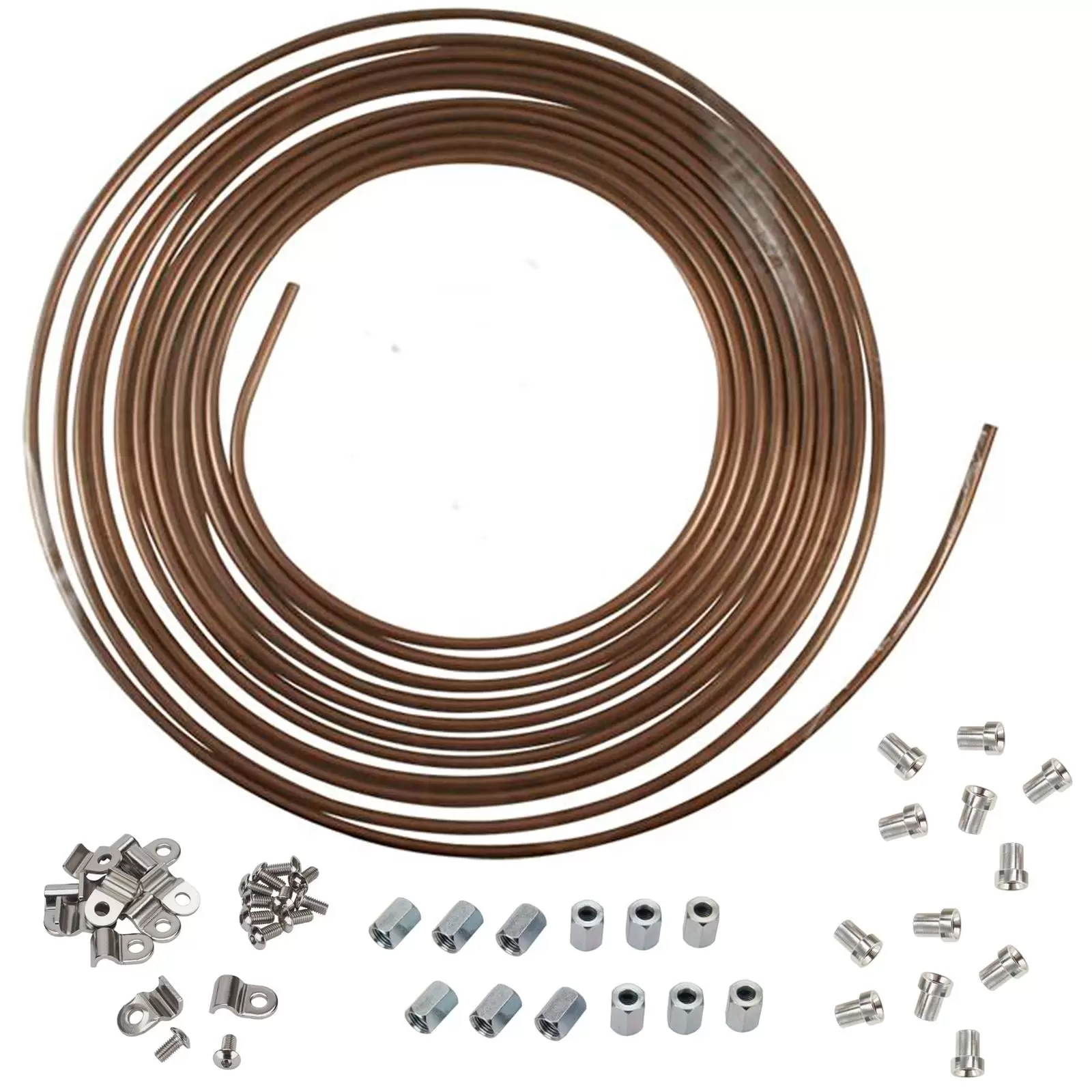 Speedway 3/16 Inch Nickel/Copper AN3 Brake Line Kit. 25 Ft Roll