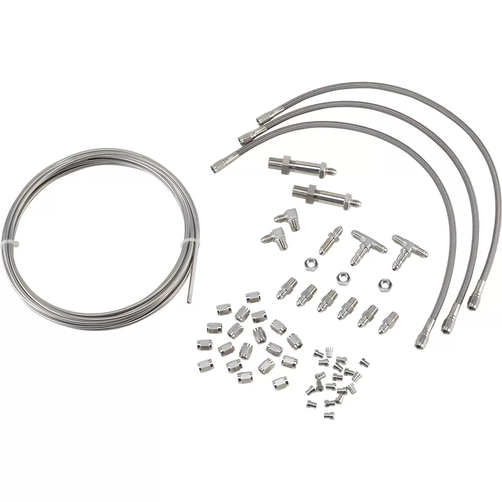 Stainless Steel -3 AN Brake Line Kit. 3-Hose. 20 Ft. Tubing