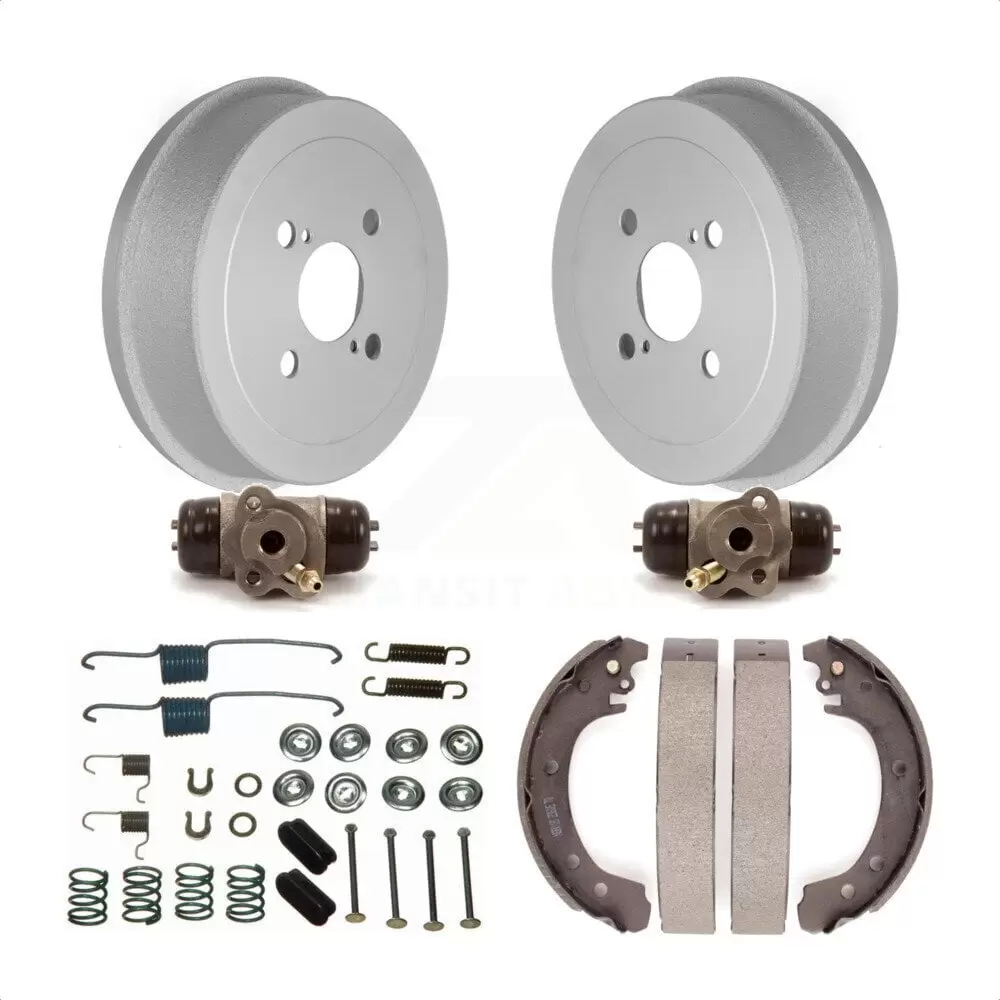 Transit Auto - Rear Coated Brake Drum Shoes Spring And Cylinders Kit (6Pc) For 2002 Toyota Corolla Non-ABS From 04 02 KGN-100161