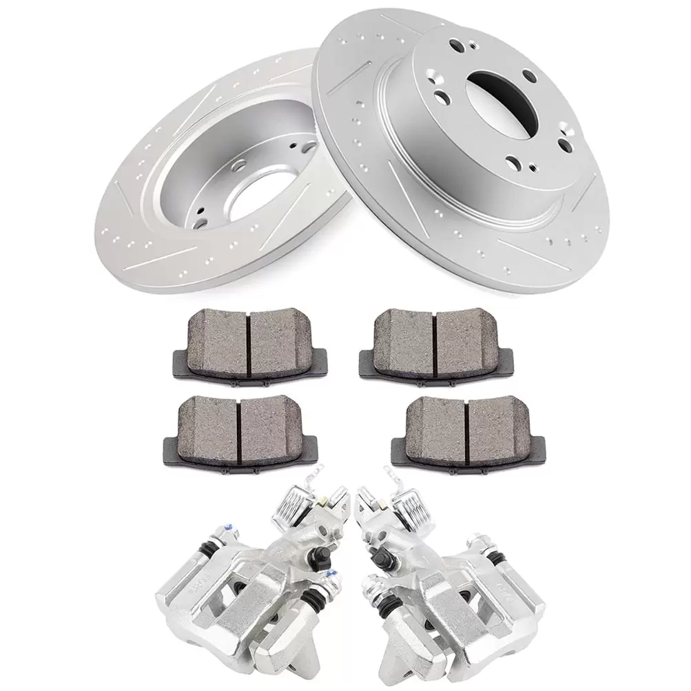 CCIYU Brake Kits with Calipers.Rear 2 Dics Rotors 4 Ceramic Pads & 2 Caliper fit for 2004-2008 for Acura TSX .2003-2007 for Honda Accord