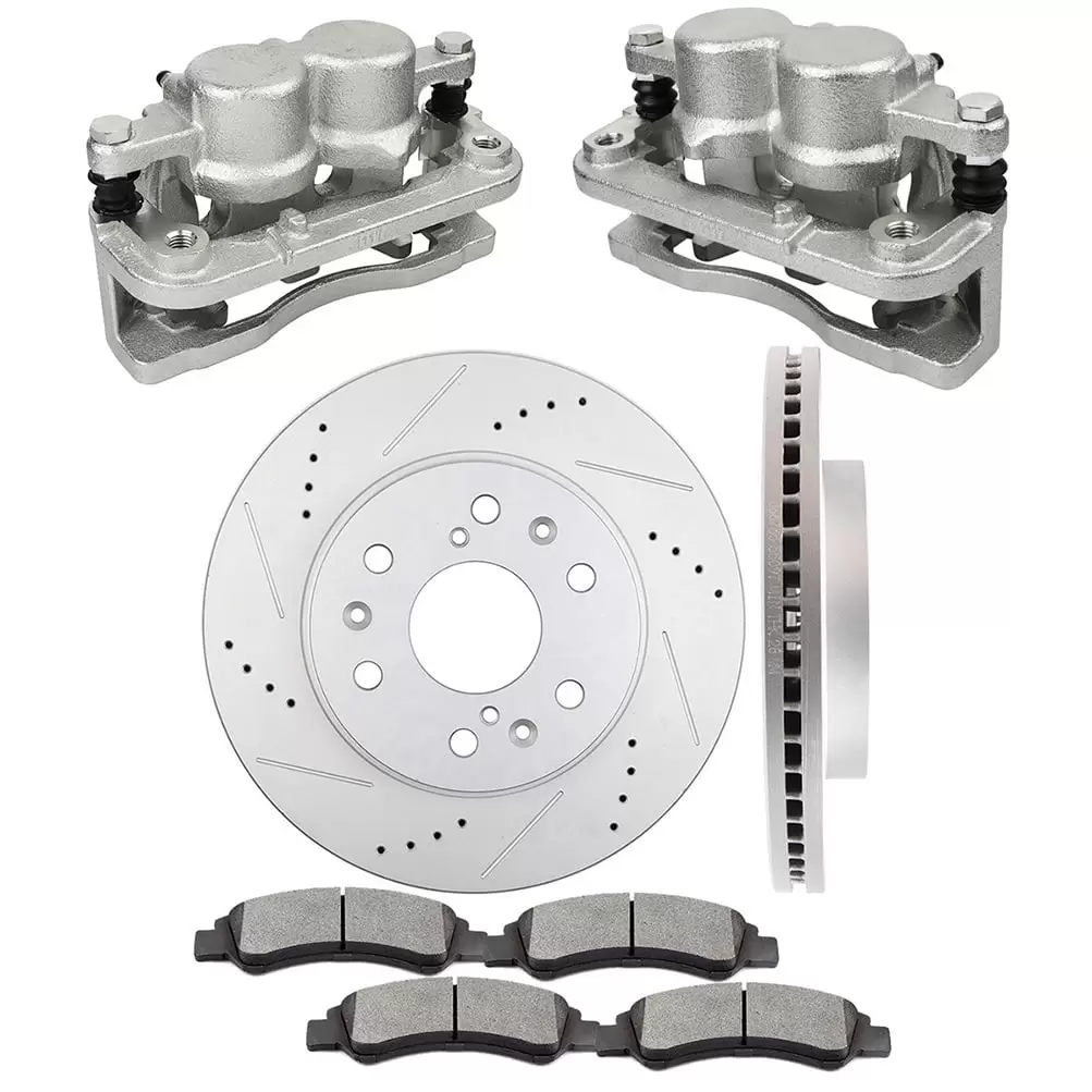 CCIYU Brake Kits with Calipers.Front 2 Rotors 4 Ceramic Pads & 2 Caliper fit for 08-16 for Cadillac Escalade.for Chevy Avalanche Express Silverado Suburban 1500 Tahoe.for GMC Savana Sierra 1500 Yukon