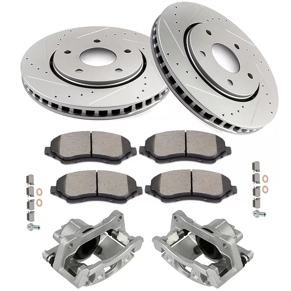 ECCPP Front Brake Caliper Assembly + Brake Rotor + Cefor Ramic Brake Pad fit for 2008-2012 for Chrysler Town & Country.2008-2016 for Dodge Grand Caravan.2012 for Ram C/V.2009-2012 for VW Routan