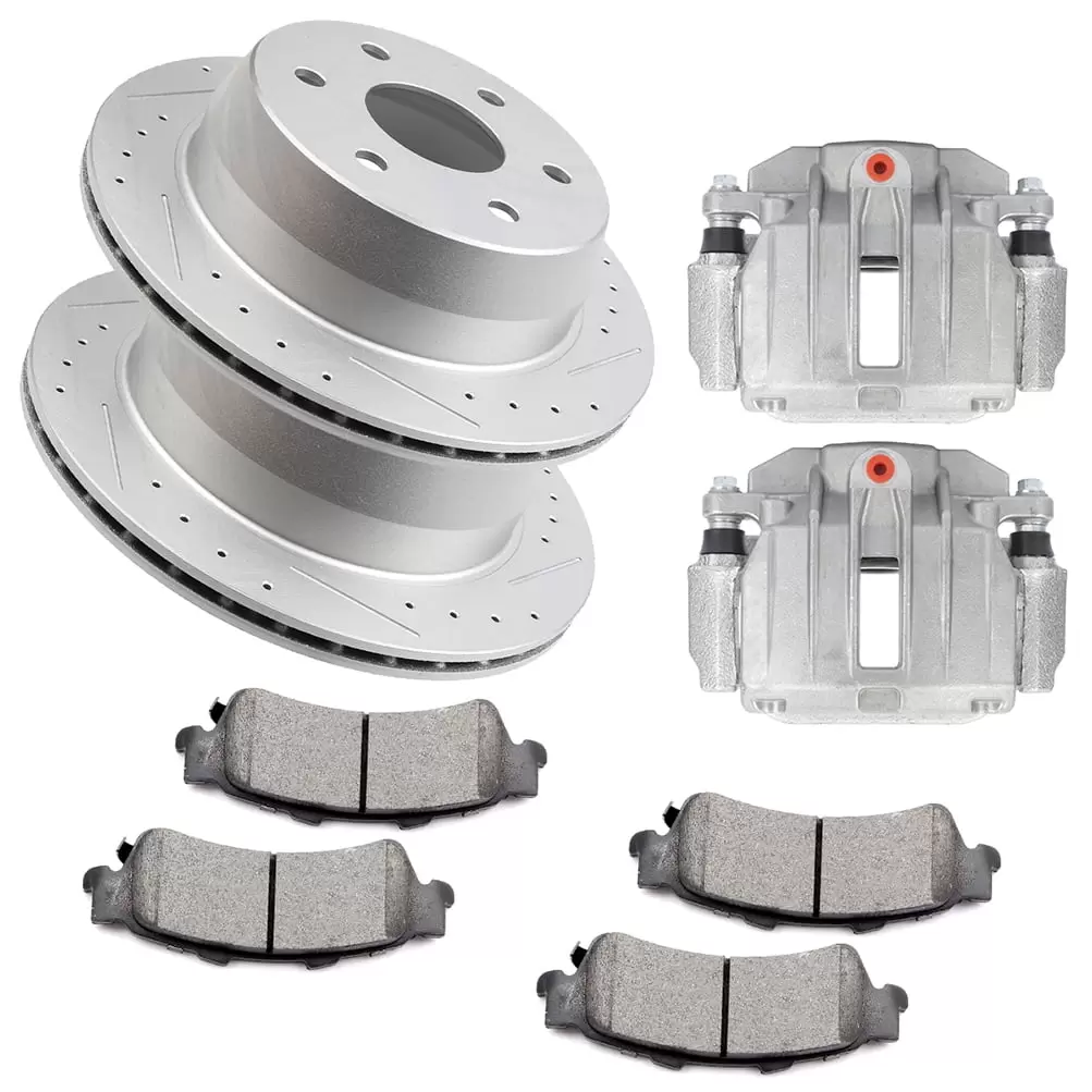 ECCPP Rear Brake Caliper Assembly + Brake Rotor + Ceramic Brake Pad fit for Chevy Astro Avalanche Silverado Suburban 1500 Tahoe.for GMC Safari Sierra 1500.2000-2002 for GMC Yukon